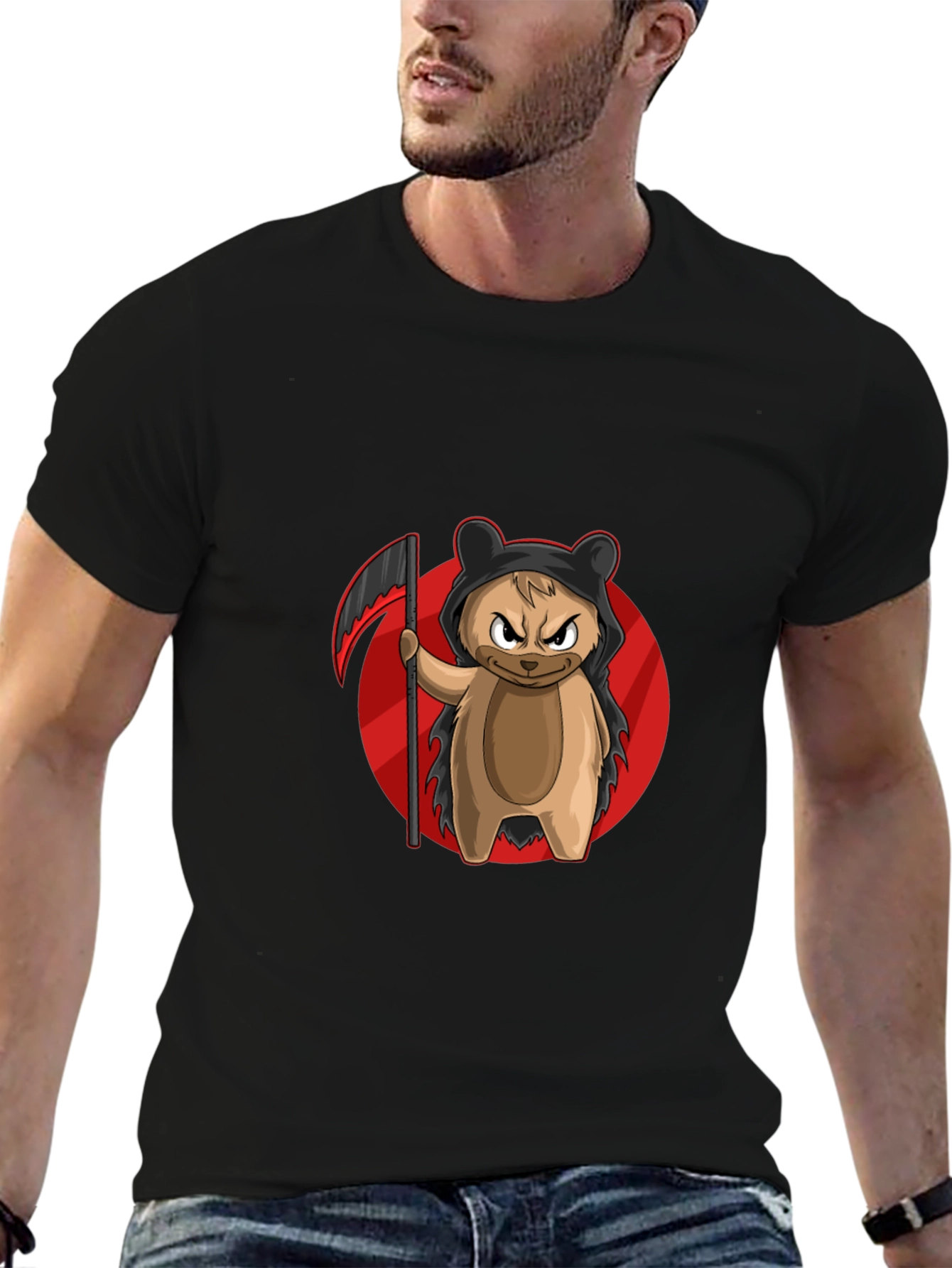 Grim Reaper Bear T-Shirt - Cool Cartoon Graphic Tee
