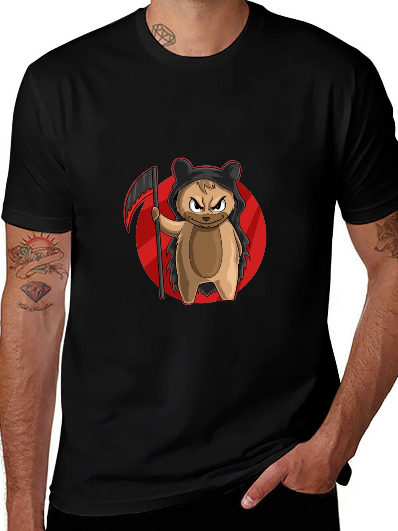 Grim Reaper Bear T-Shirt - Cool Cartoon Graphic Tee