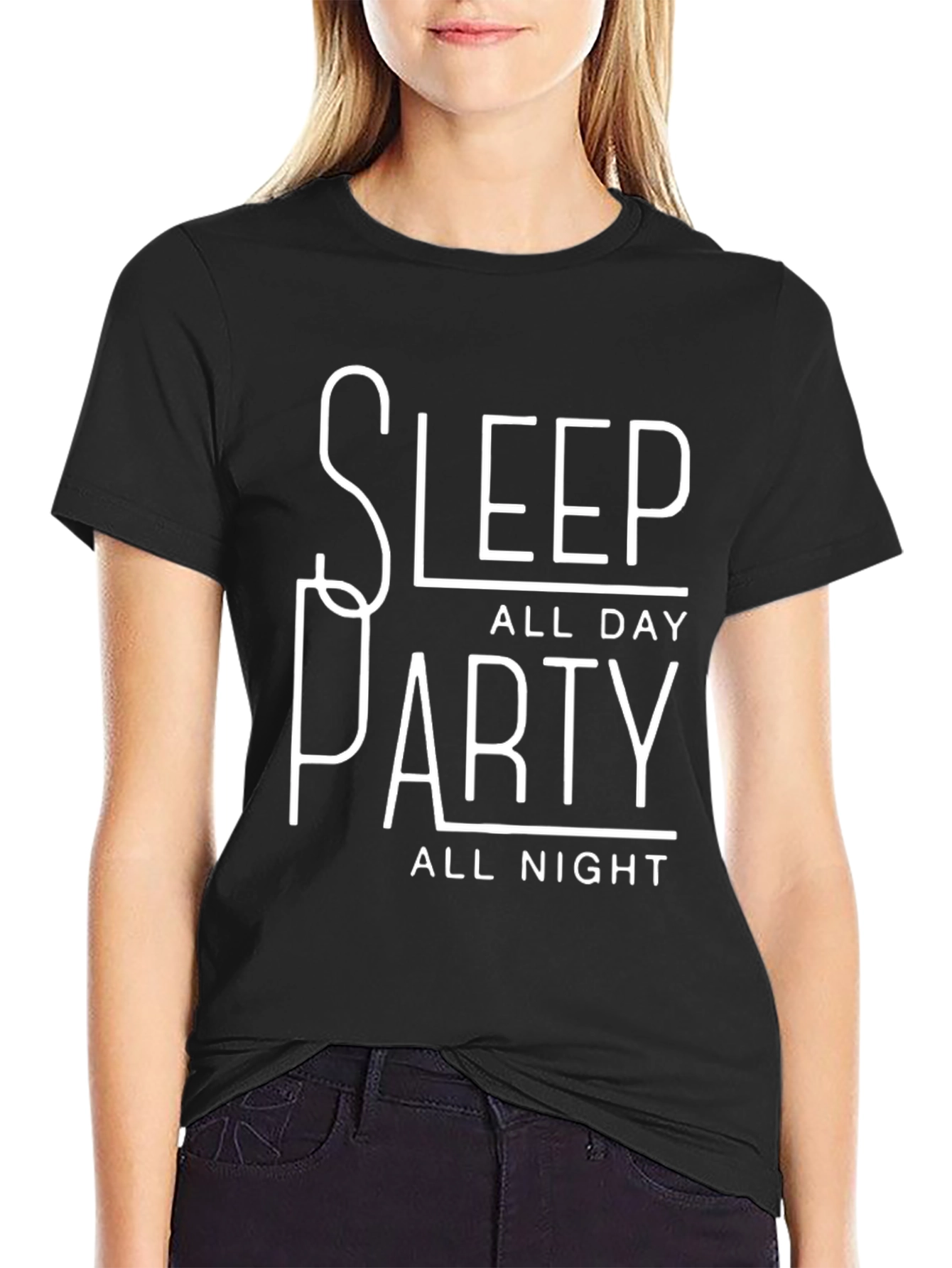 Sleep All Day Party All Night Black T-Shirt