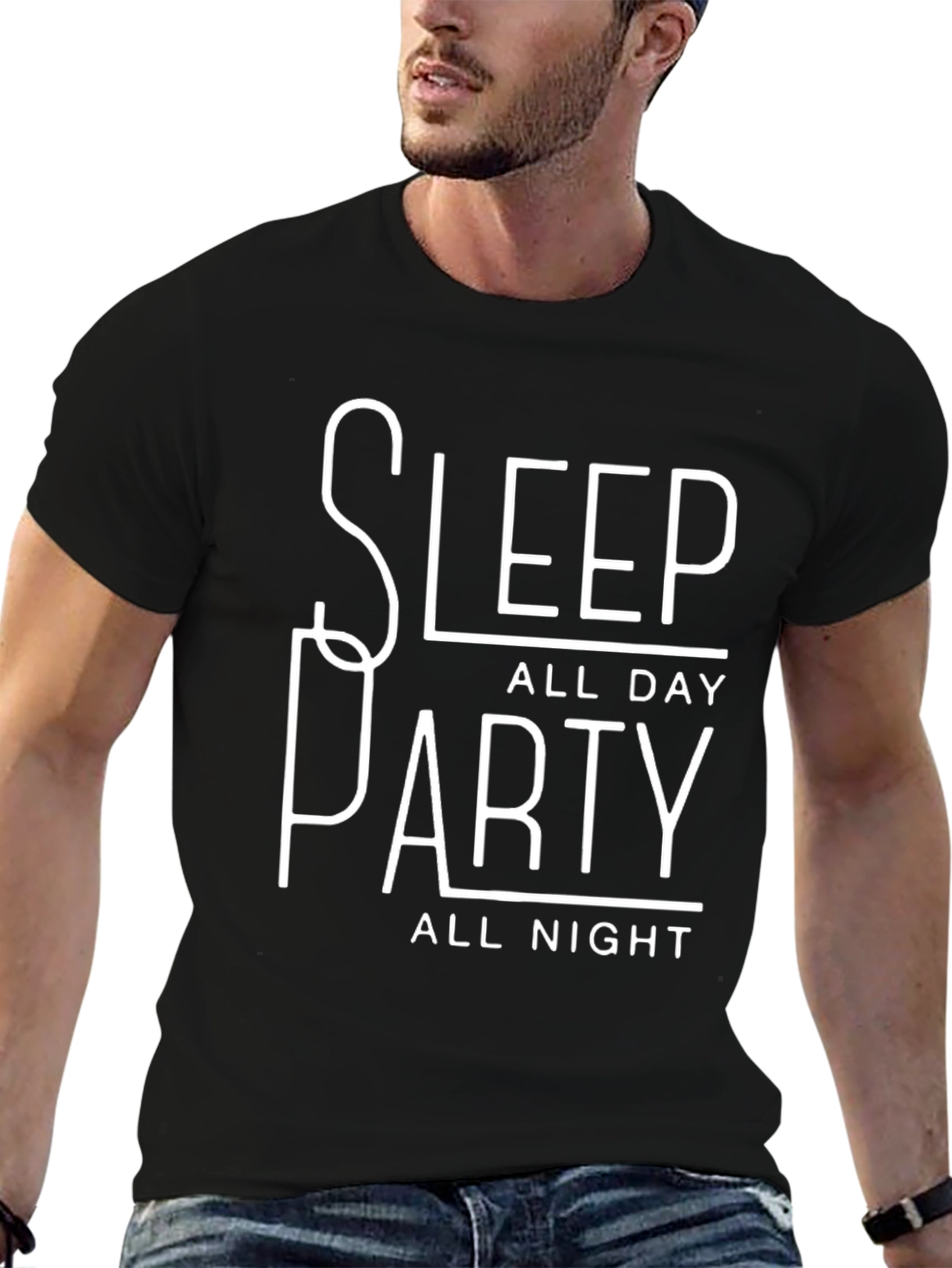 Sleep All Day Party All Night Black T-Shirt