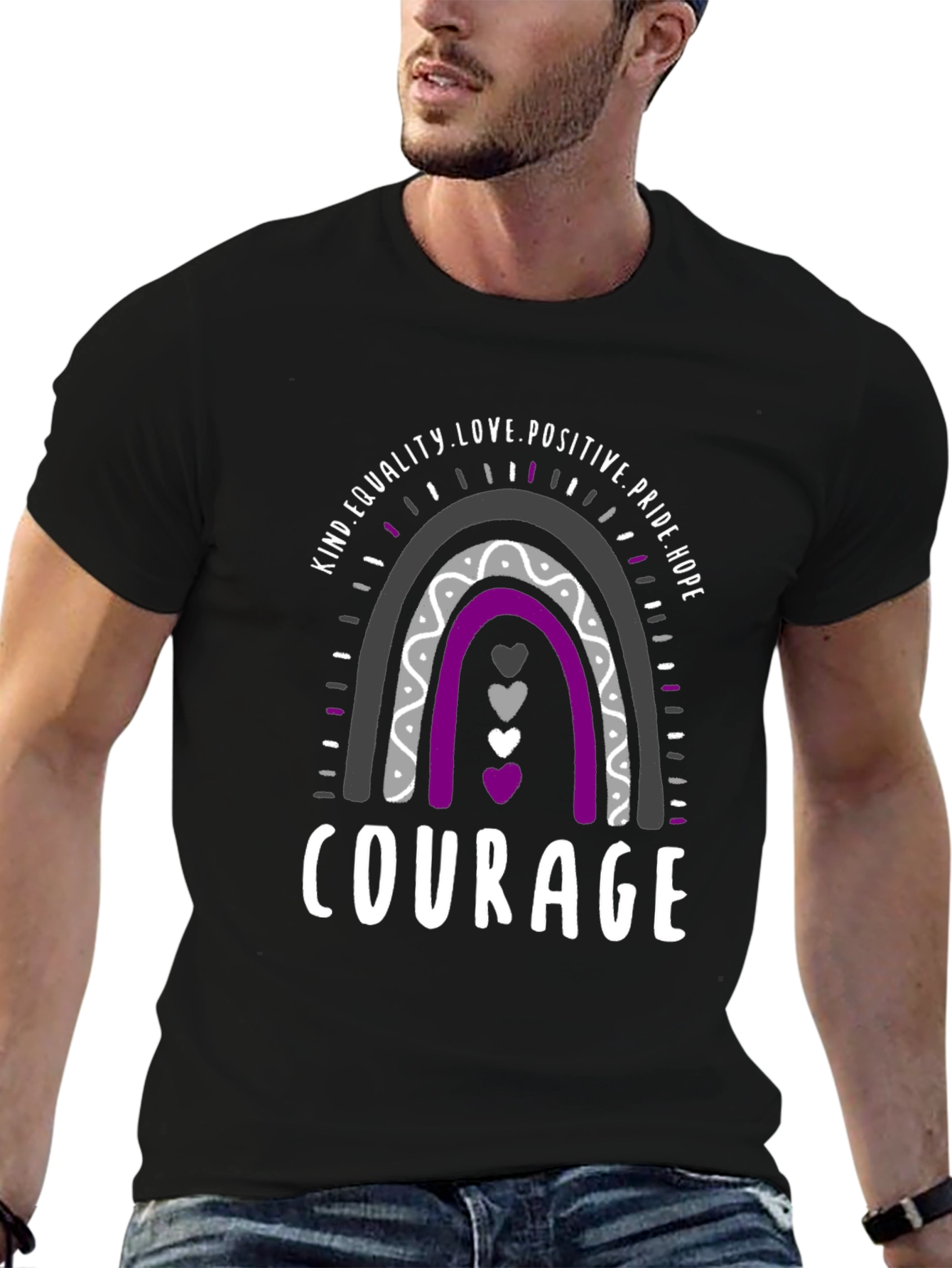 Asexual Pride Rainbow Courage T-Shirt