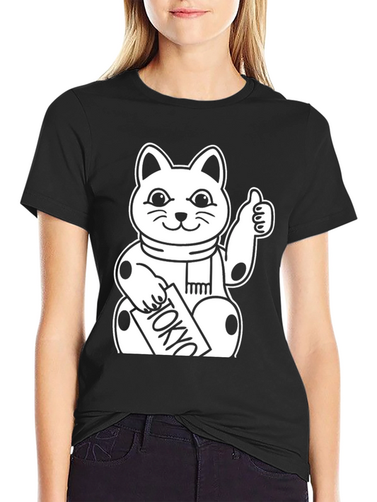 Lucky Cat Tokyo T-Shirt - Black Cotton Graphic Tee