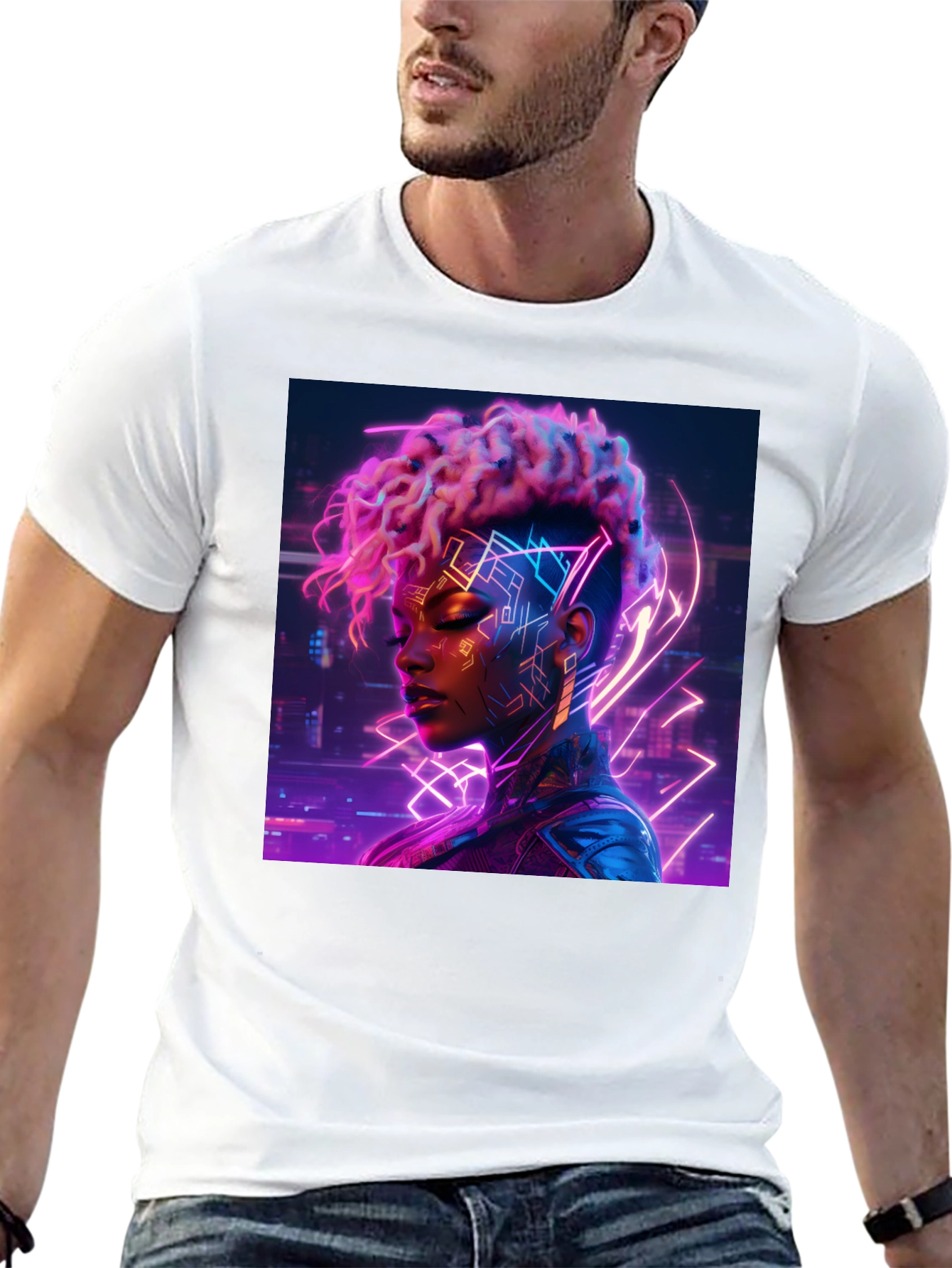 Cyberpunk Woman Black T-Shirt