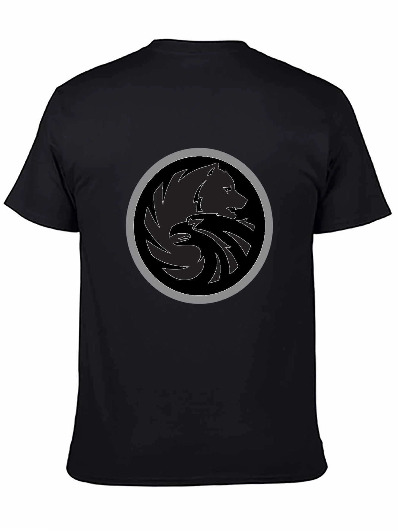 Black T-Shirt with Wolf & Eagle Emblem