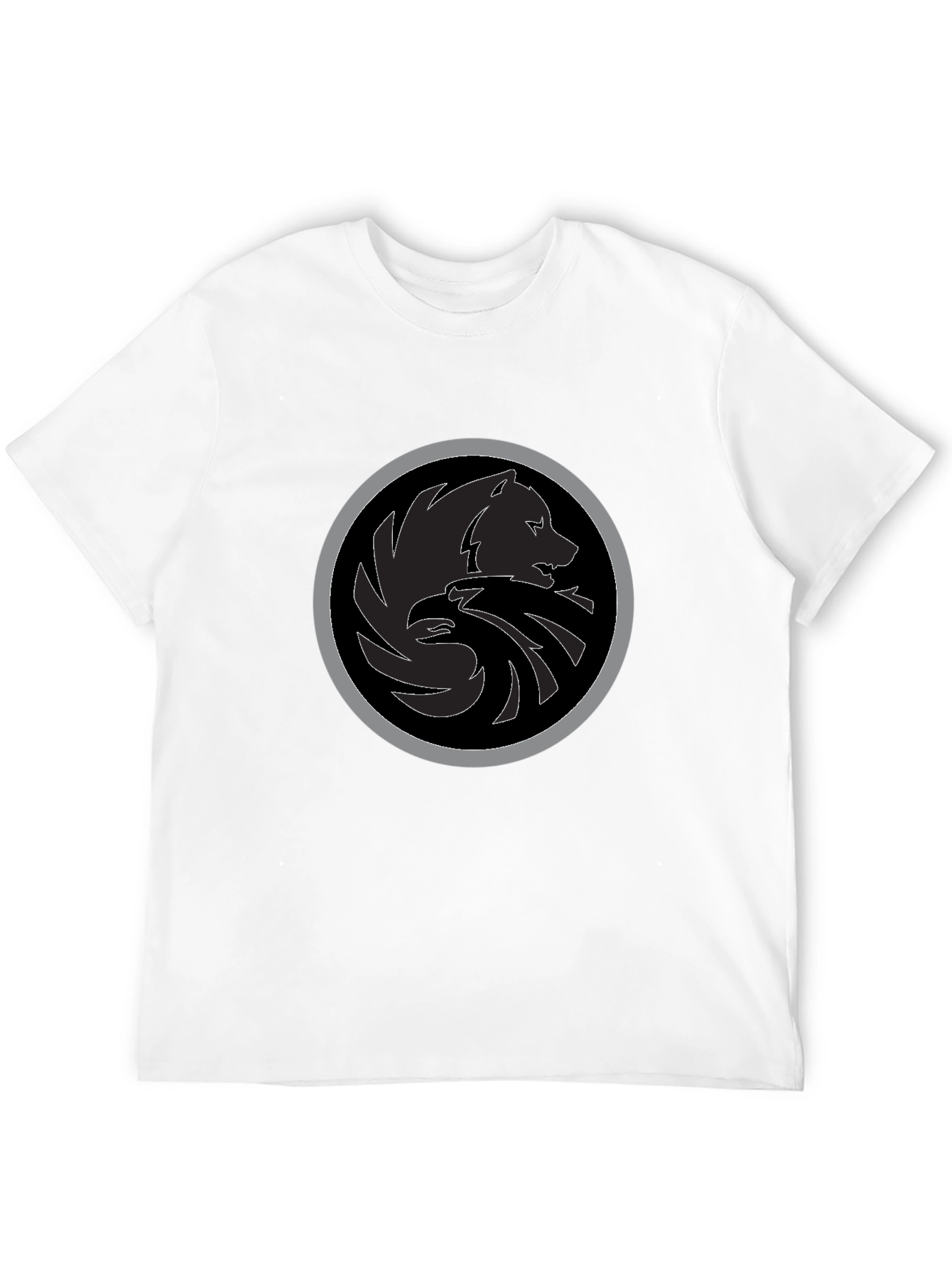 Black T-Shirt with Wolf & Eagle Emblem