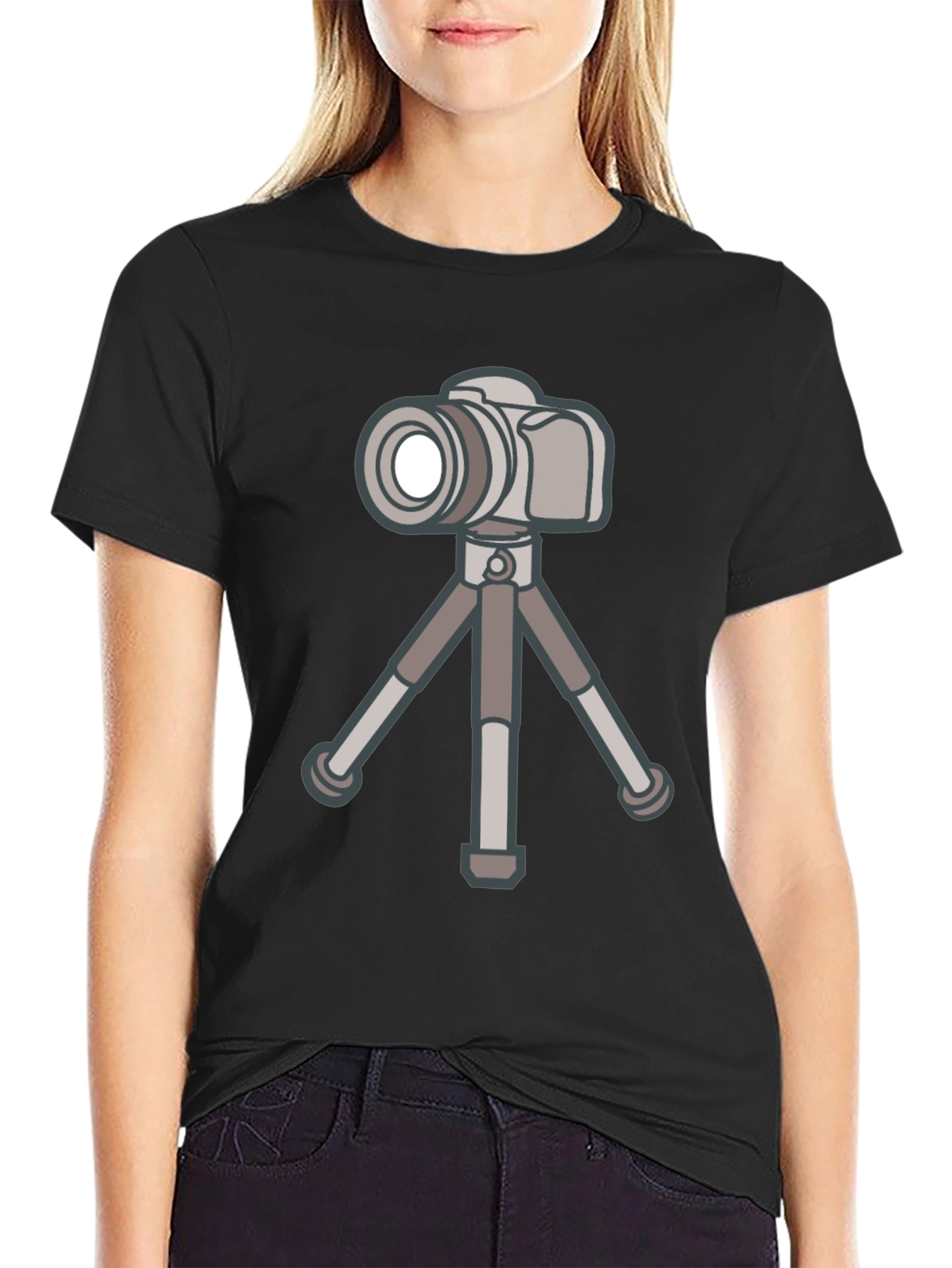 Camera on Tripod Graphic Tee - Photography Lover Shirt