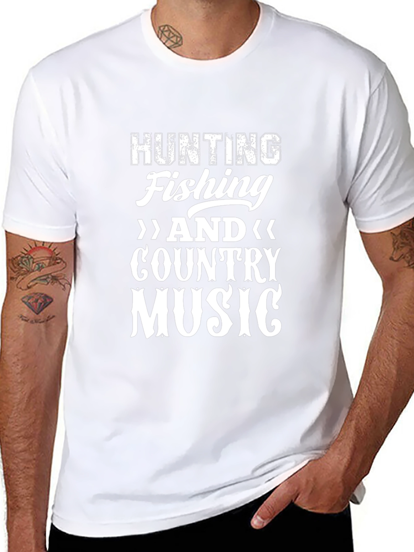 Hunting Fishing Country Music Graphic T-Shirt