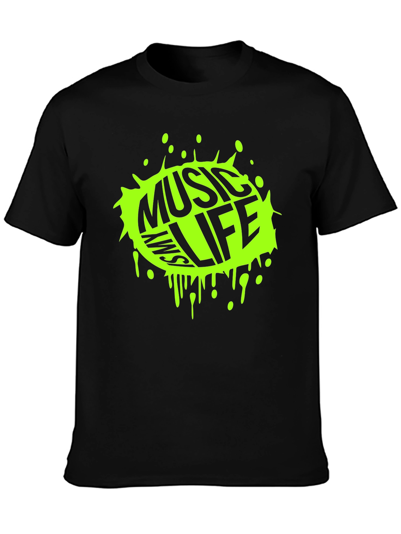 Music is Life Black Graphic T-Shirt