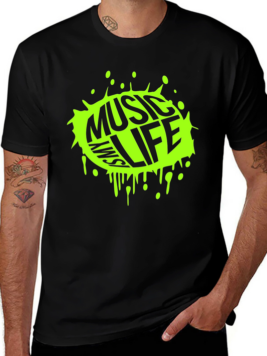 Music is Life Black Graphic T-Shirt