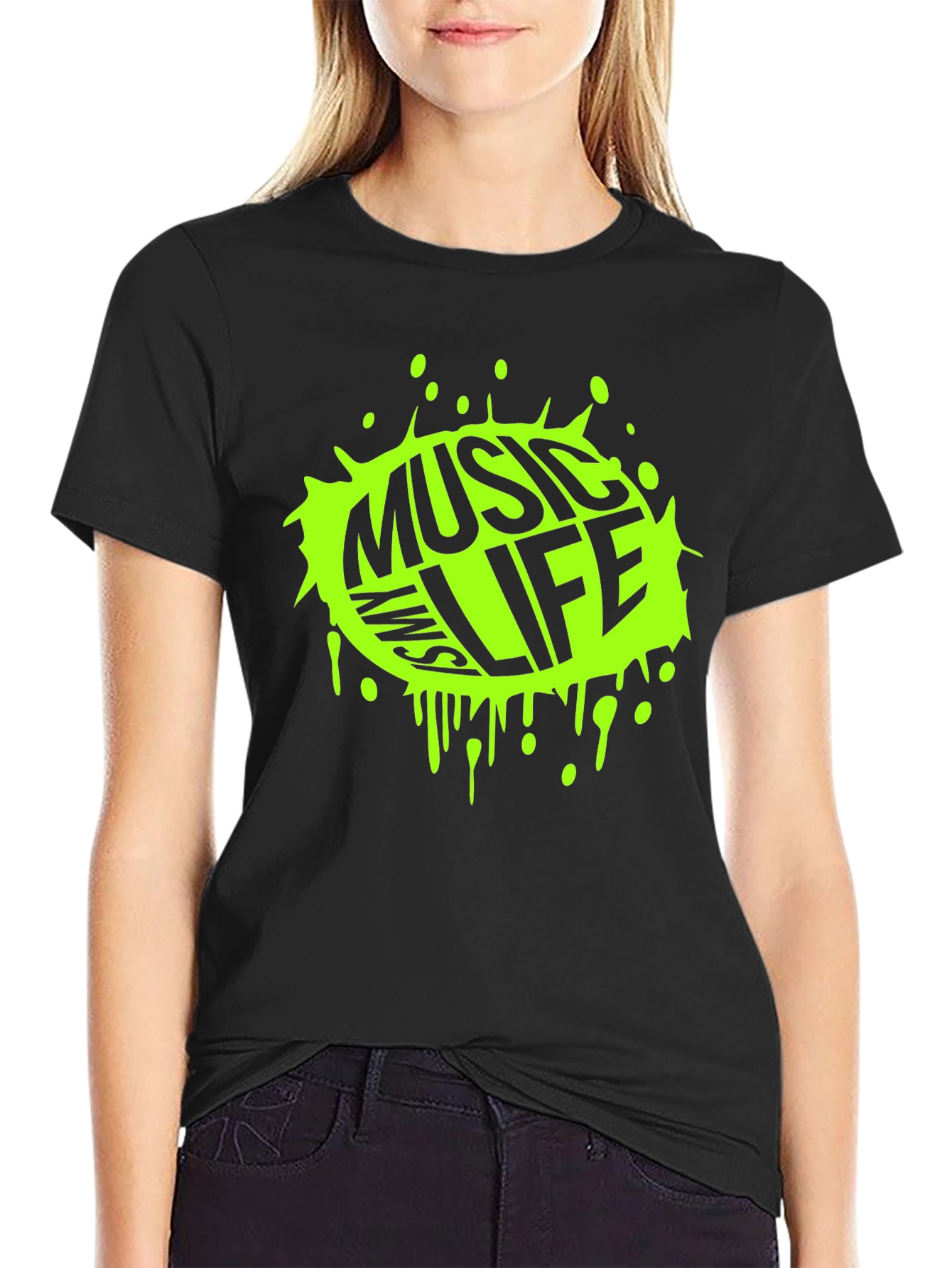 Music is Life Black Graphic T-Shirt