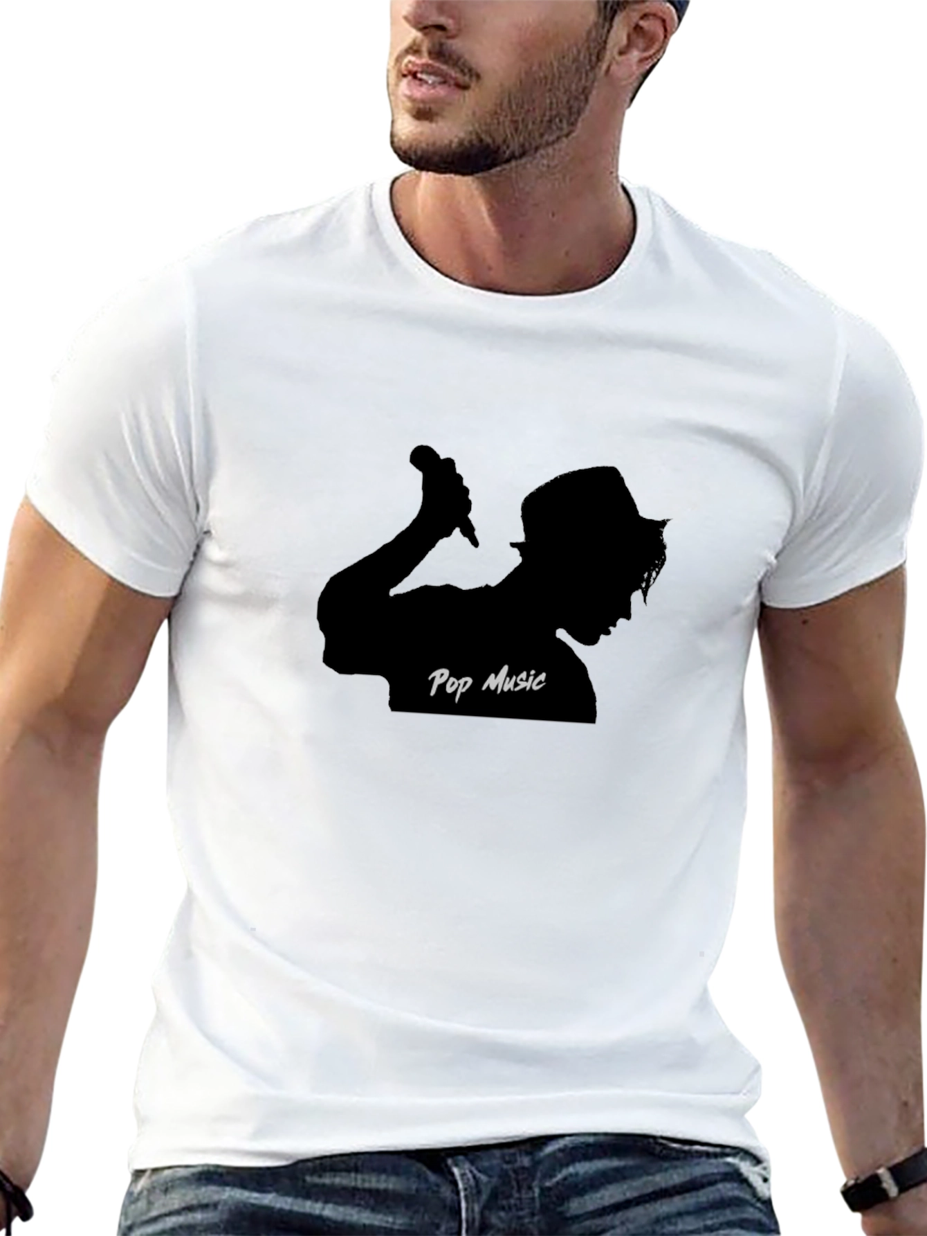 Pop Music Silhouette Graphic Tee - Classic Black T-Shirt