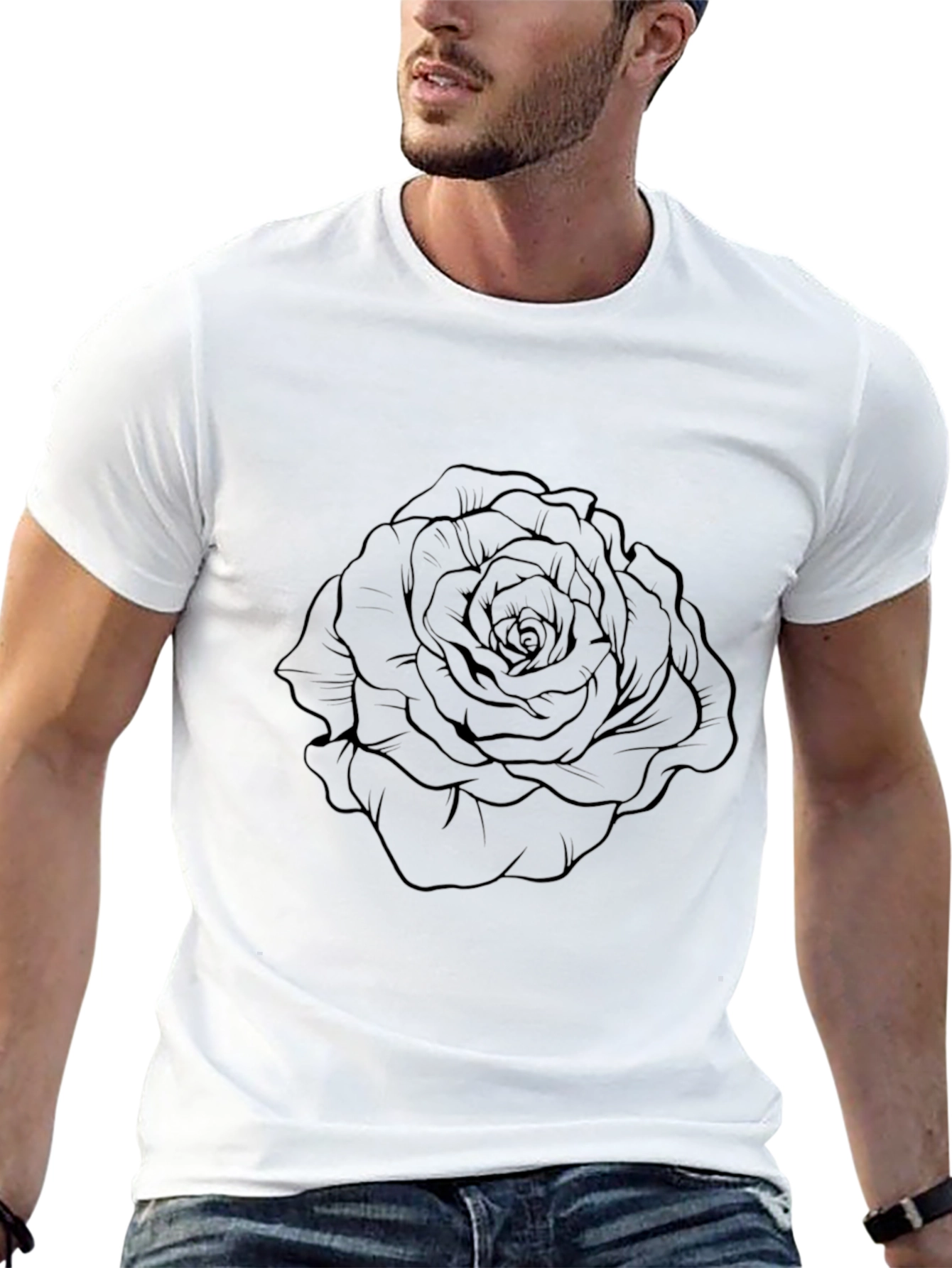 Black Rose Graphic Tee - Stylish Mens T-Shirt
