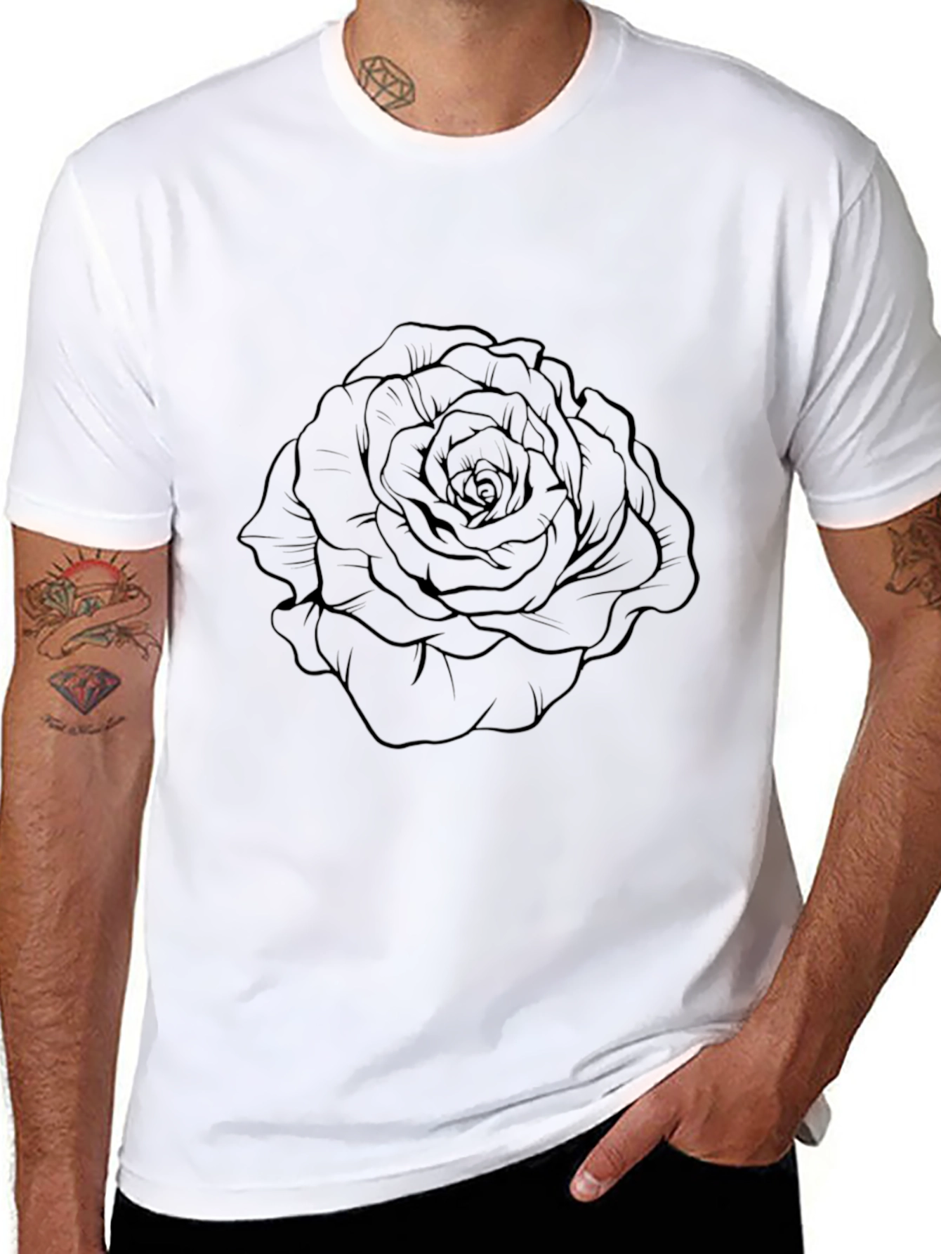 Black Rose Graphic Tee - Stylish Mens T-Shirt
