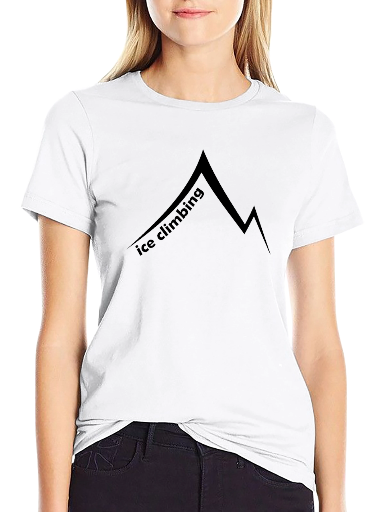 Ice Climbing Mountain Graphic Black T-Shirt