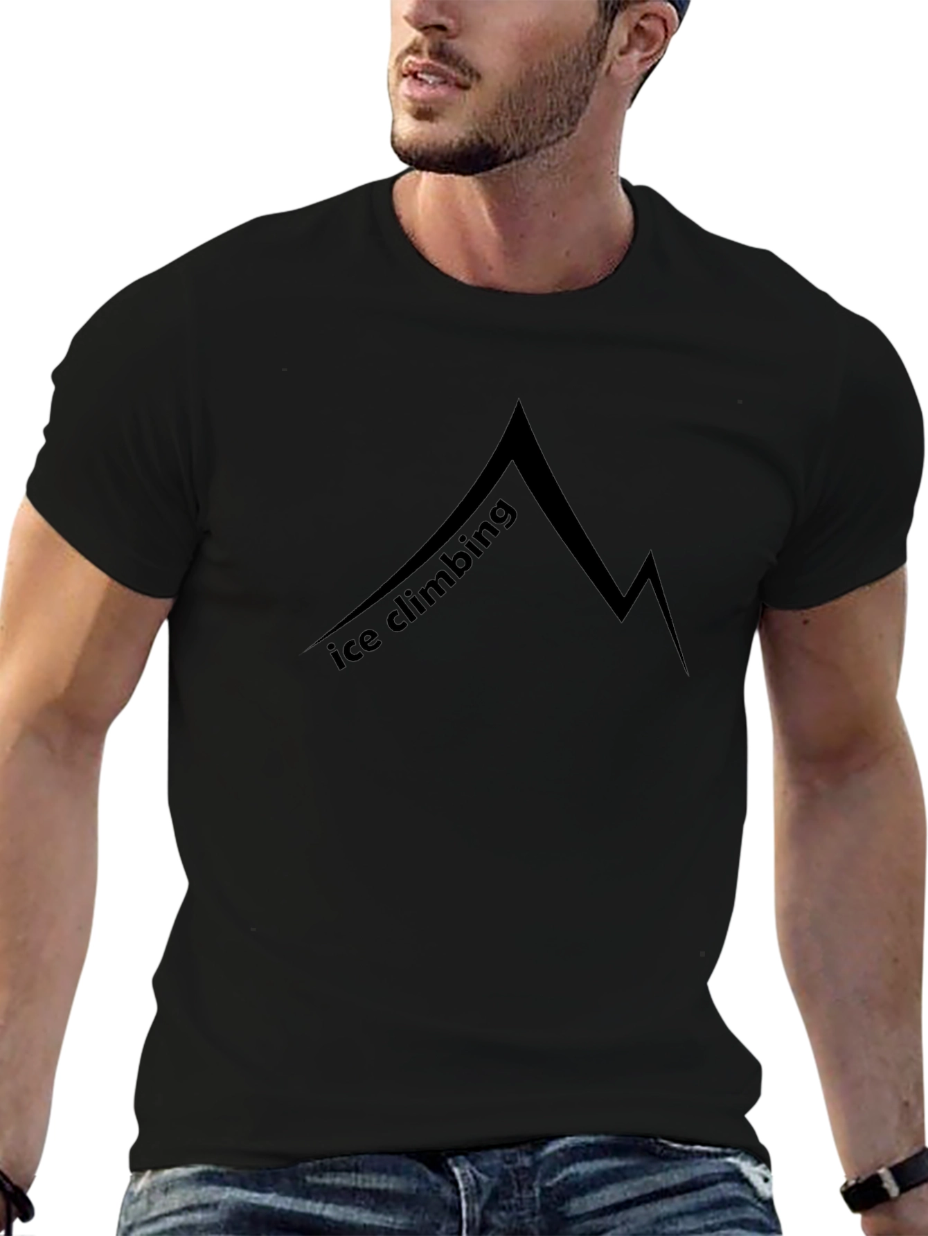 Ice Climbing Mountain Graphic Black T-Shirt