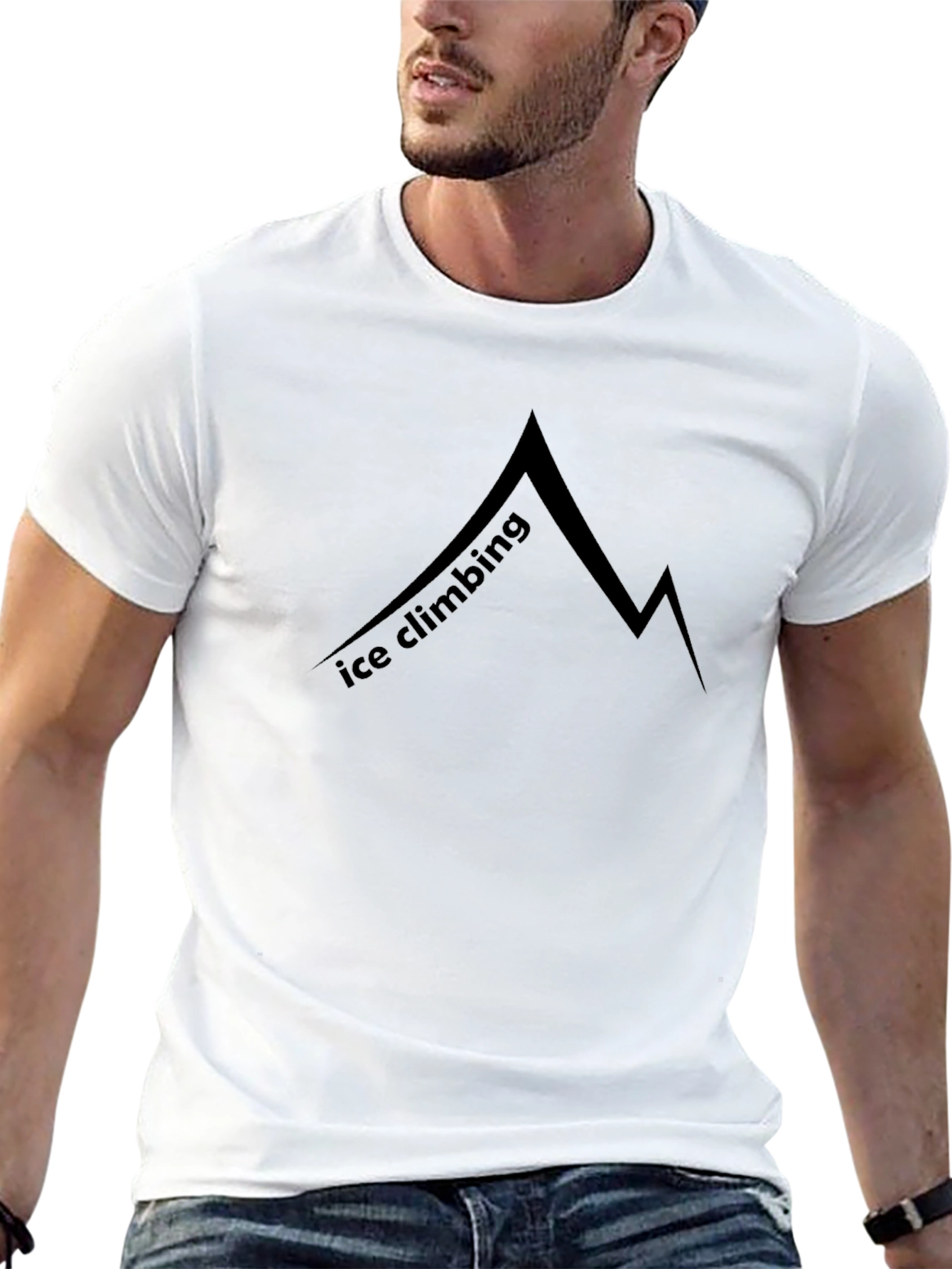 Ice Climbing Mountain Graphic Black T-Shirt