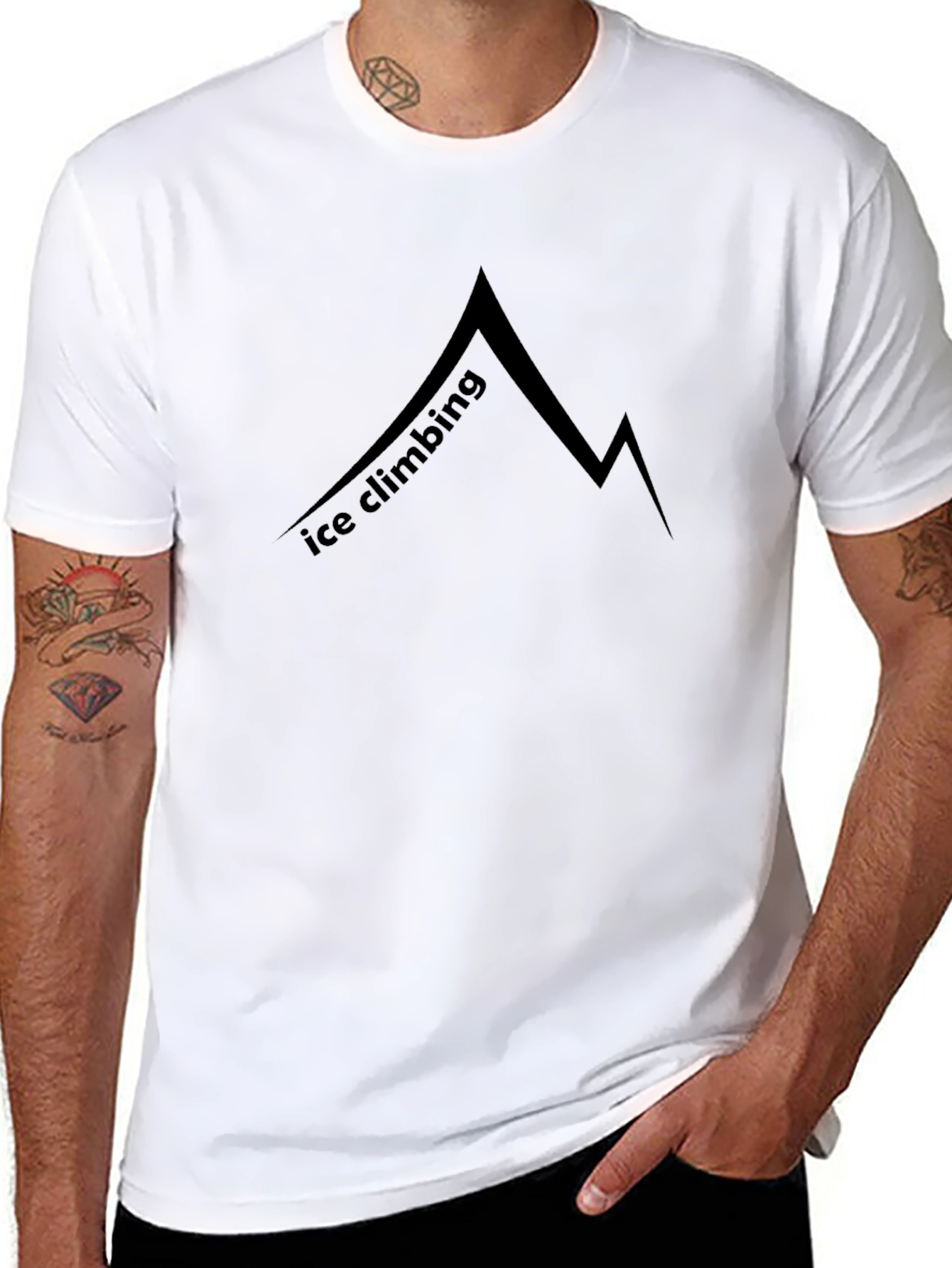 Ice Climbing Mountain Graphic Black T-Shirt