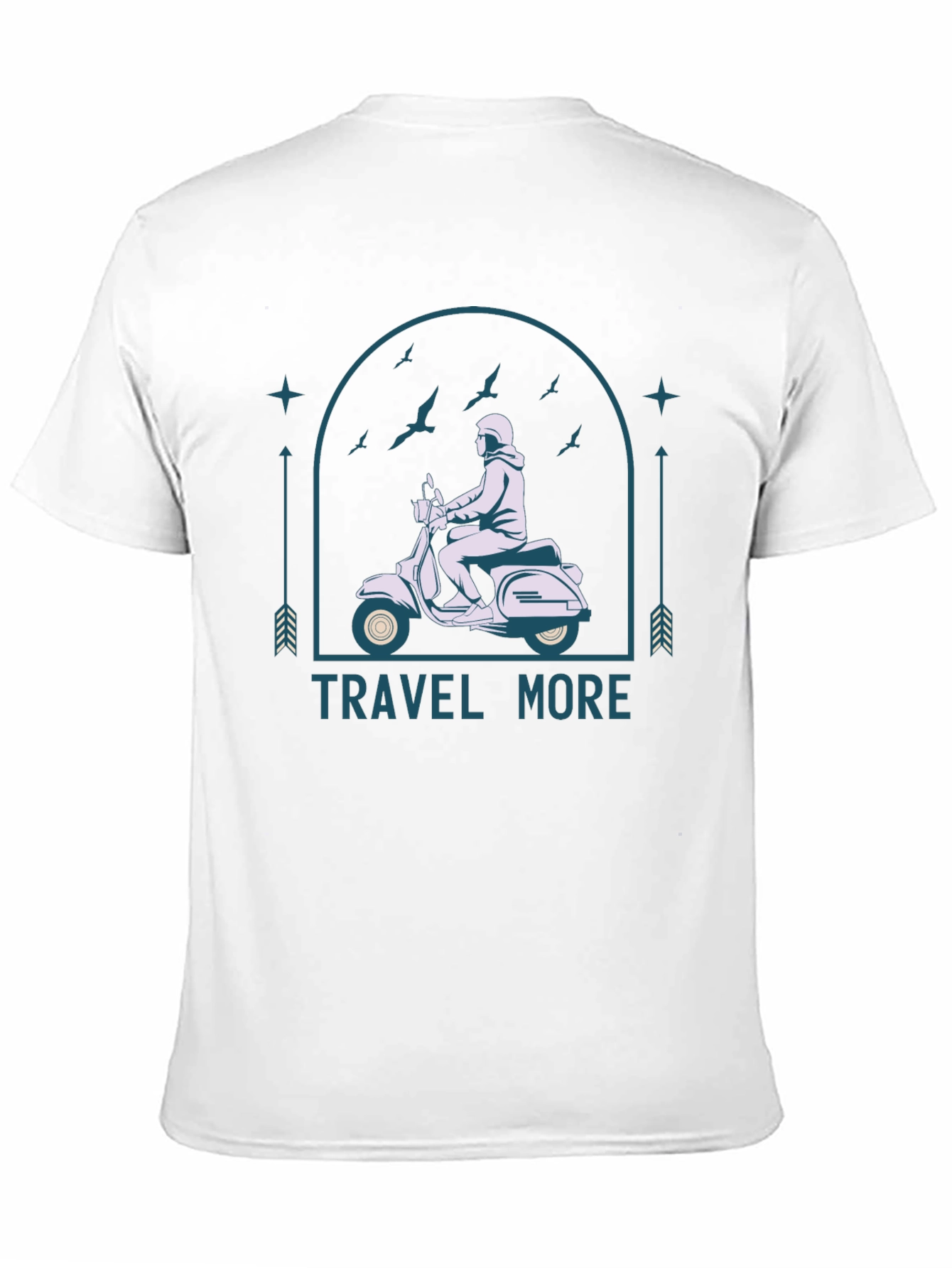 Travel More Black T-Shirt - Scooter Design