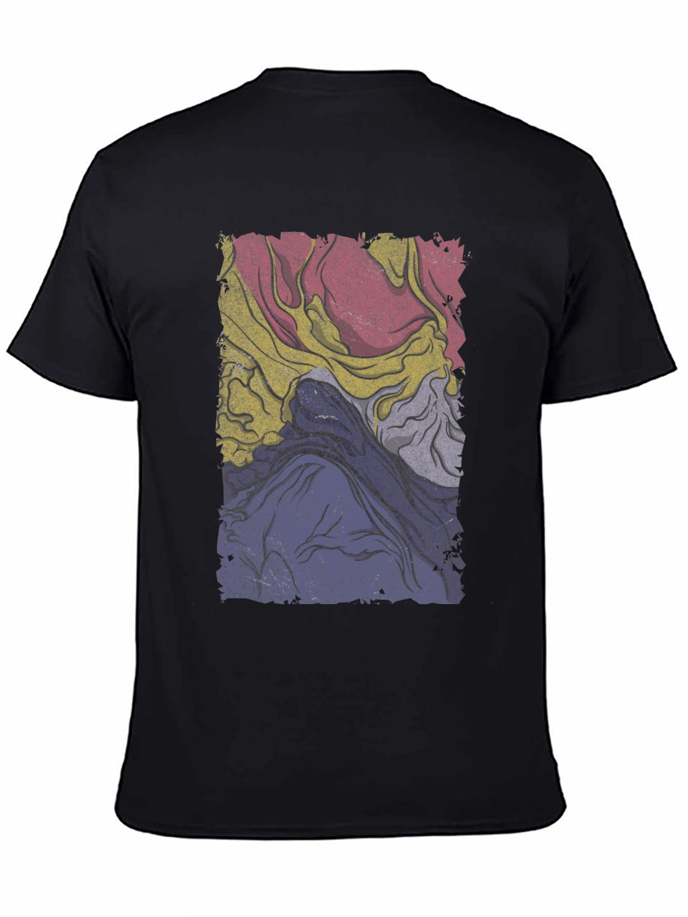 Retro Abstract Graphic Tee - Black Cotton Blend
