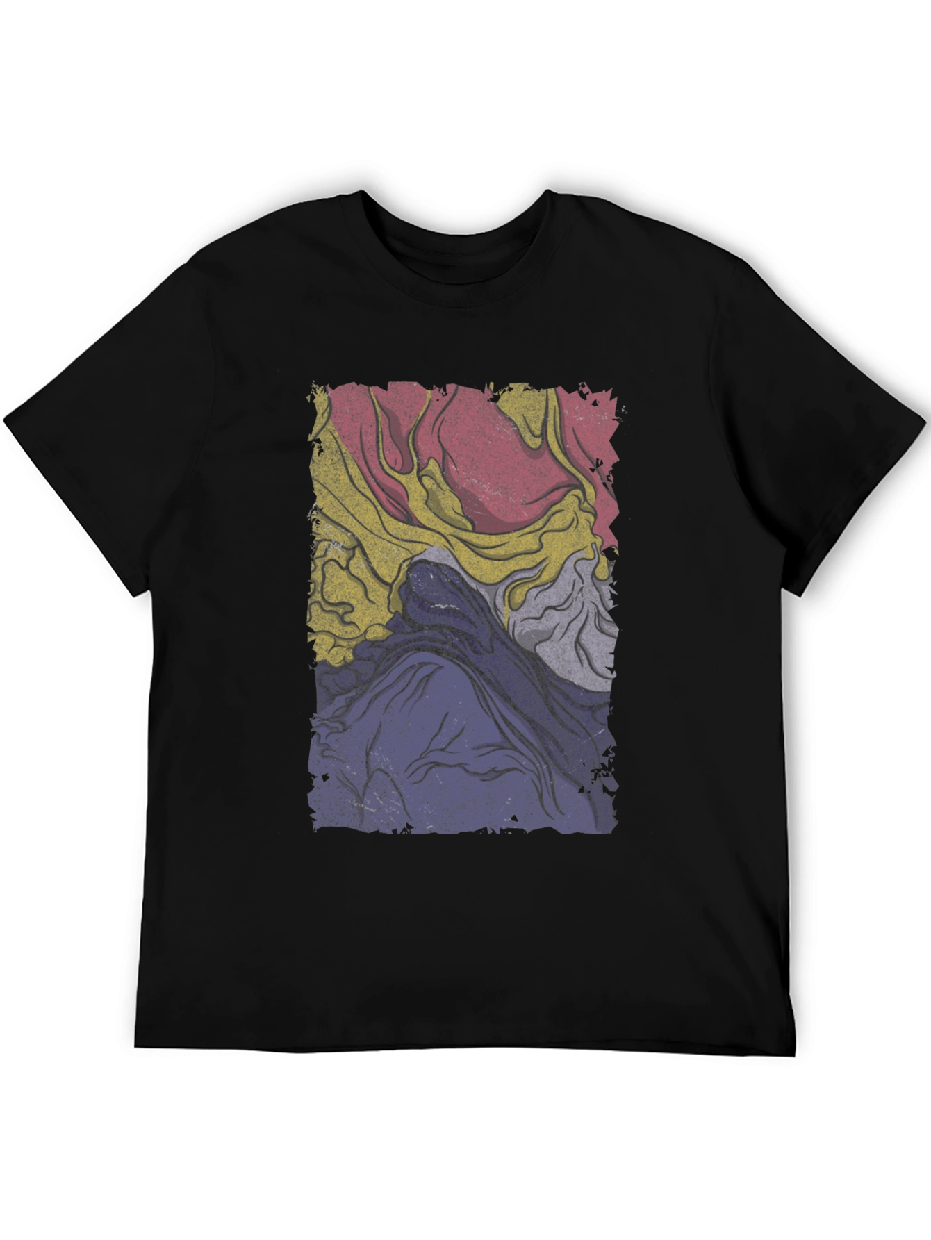 Retro Abstract Graphic Tee - Black Cotton Blend