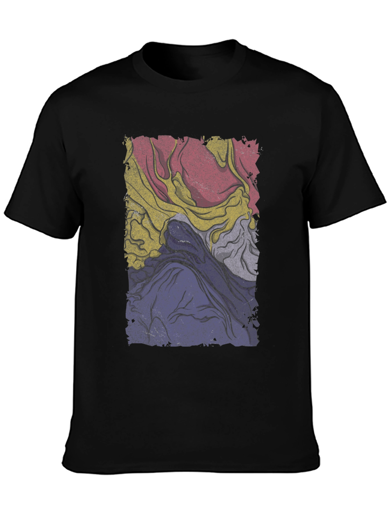 Retro Abstract Graphic Tee - Black Cotton Blend