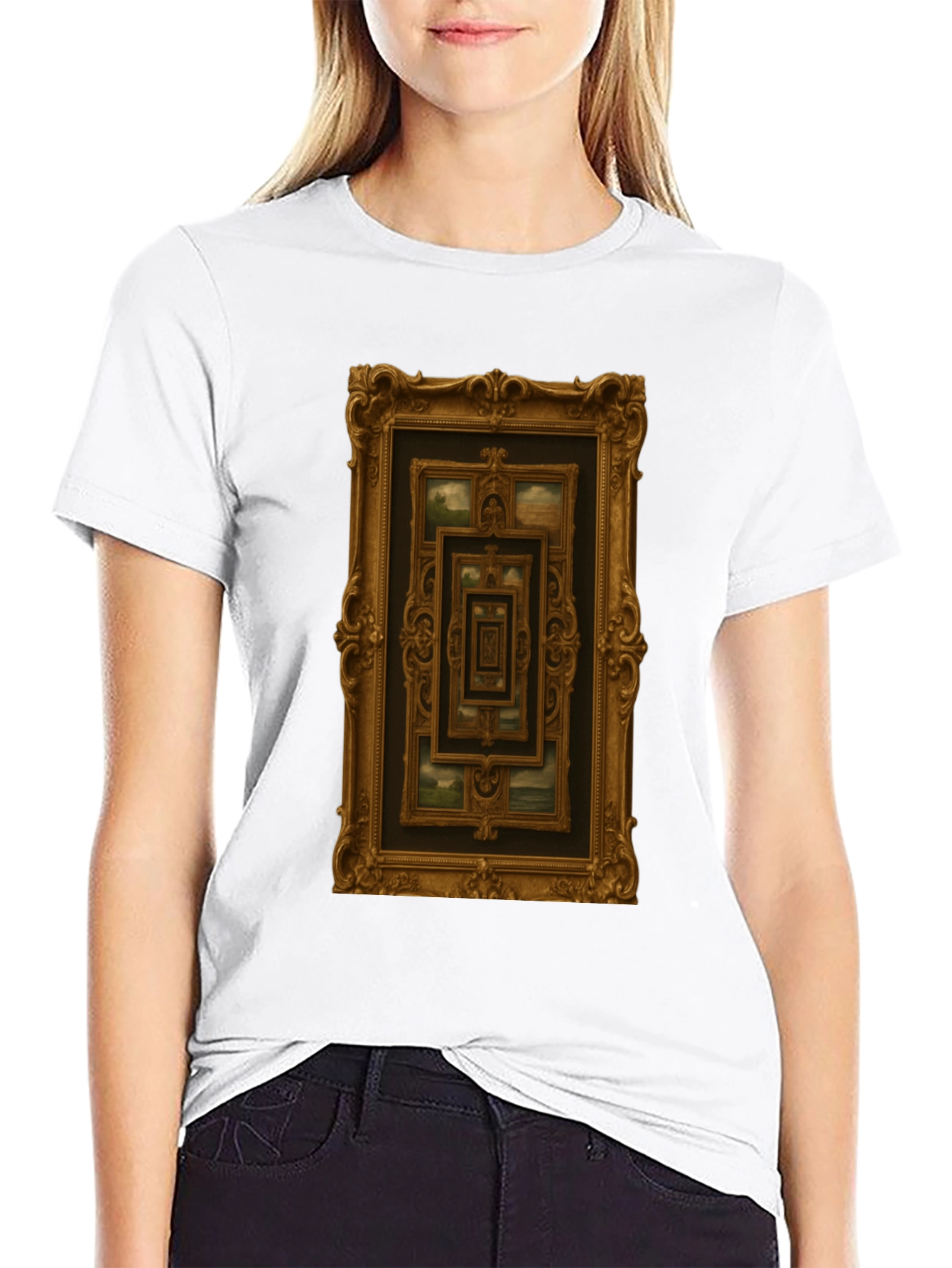 Ornate Picture Frame Pattern Graphic Tee