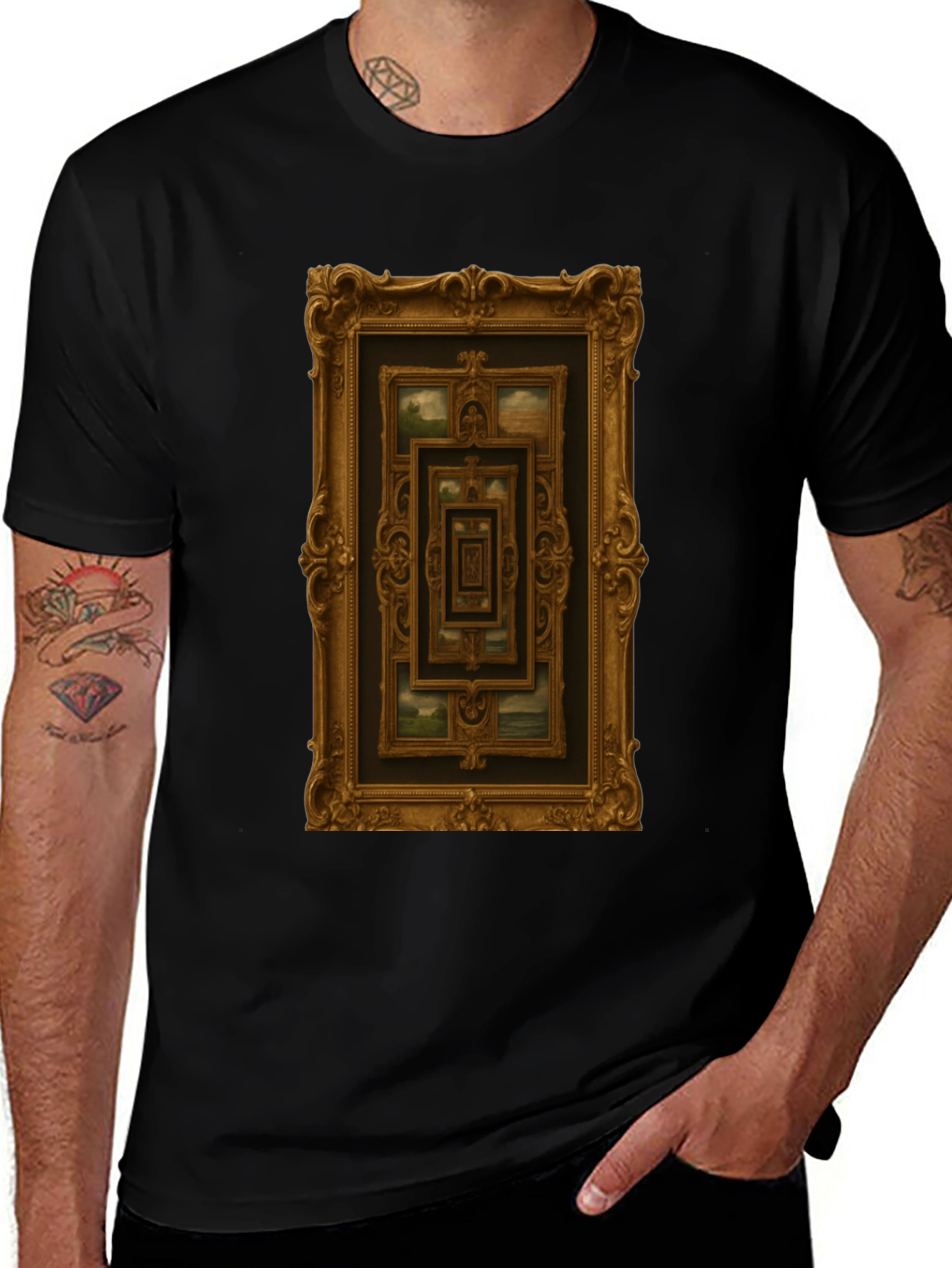 Ornate Picture Frame Pattern Graphic Tee
