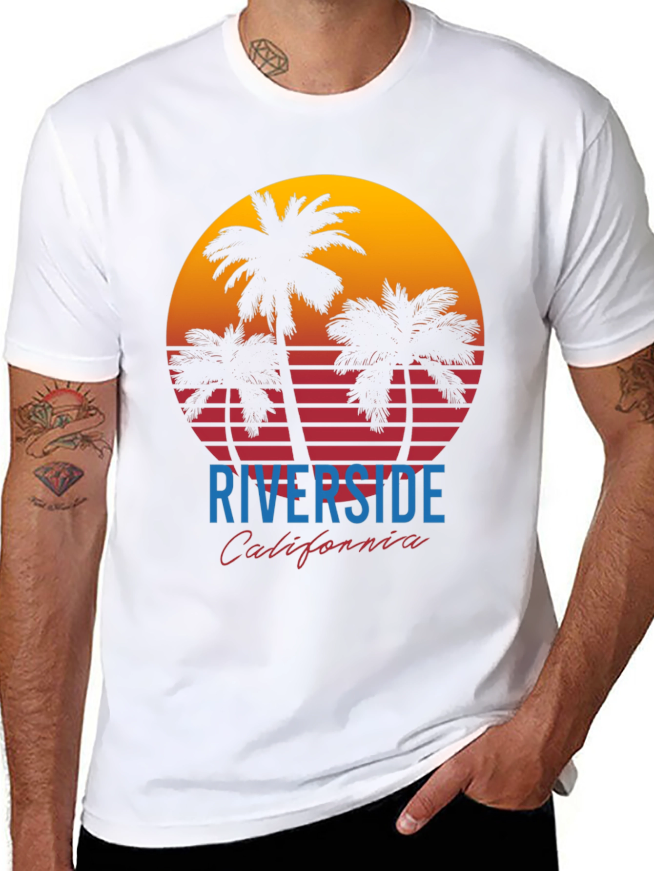 Riverside California Retro Sunset Graphic T-Shirt