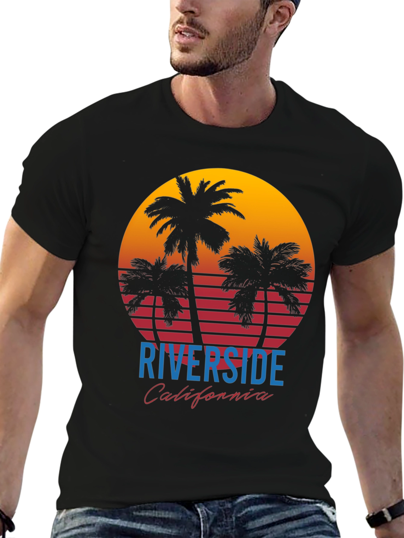 Riverside California Retro Sunset Graphic T-Shirt