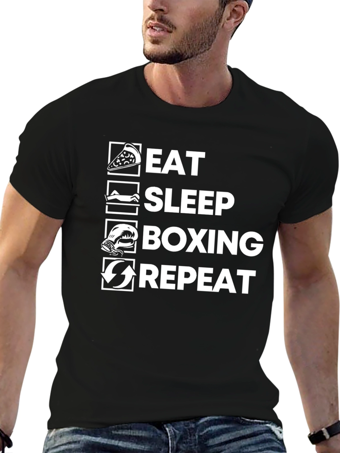 Eat Sleep Boxing Repeat Black T-Shirt