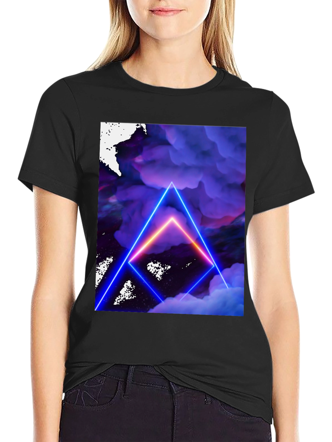 Neon Triangle Cloudscape Graphic Tee