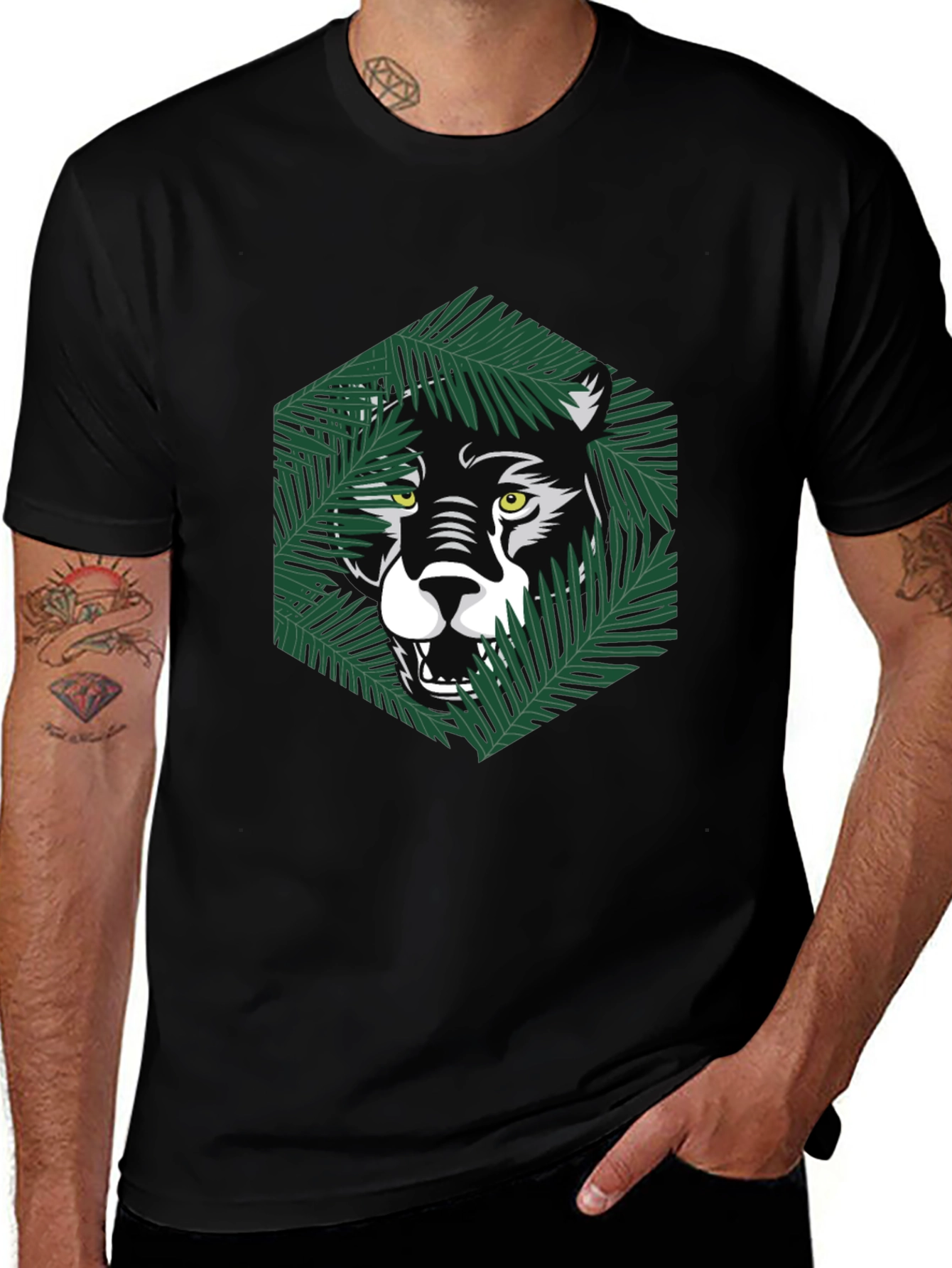 Jungle Cat Graphic Tee - Modern Mens T-Shirt