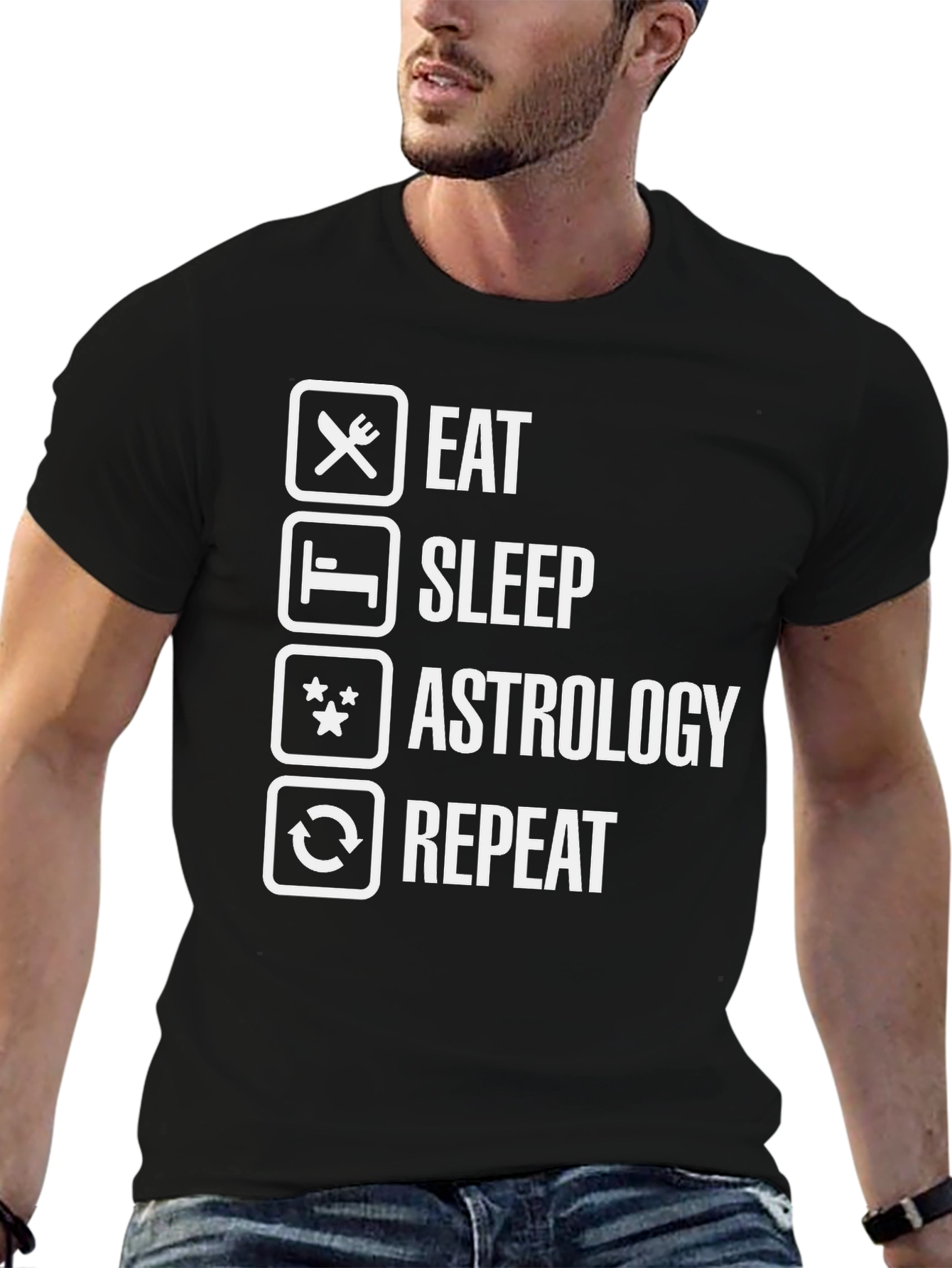 Eat Sleep Astrology Repeat Funny Graphic Tee
