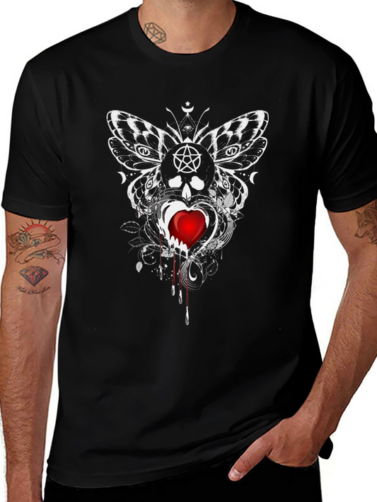 Gothic Butterfly Skull Heart Tee