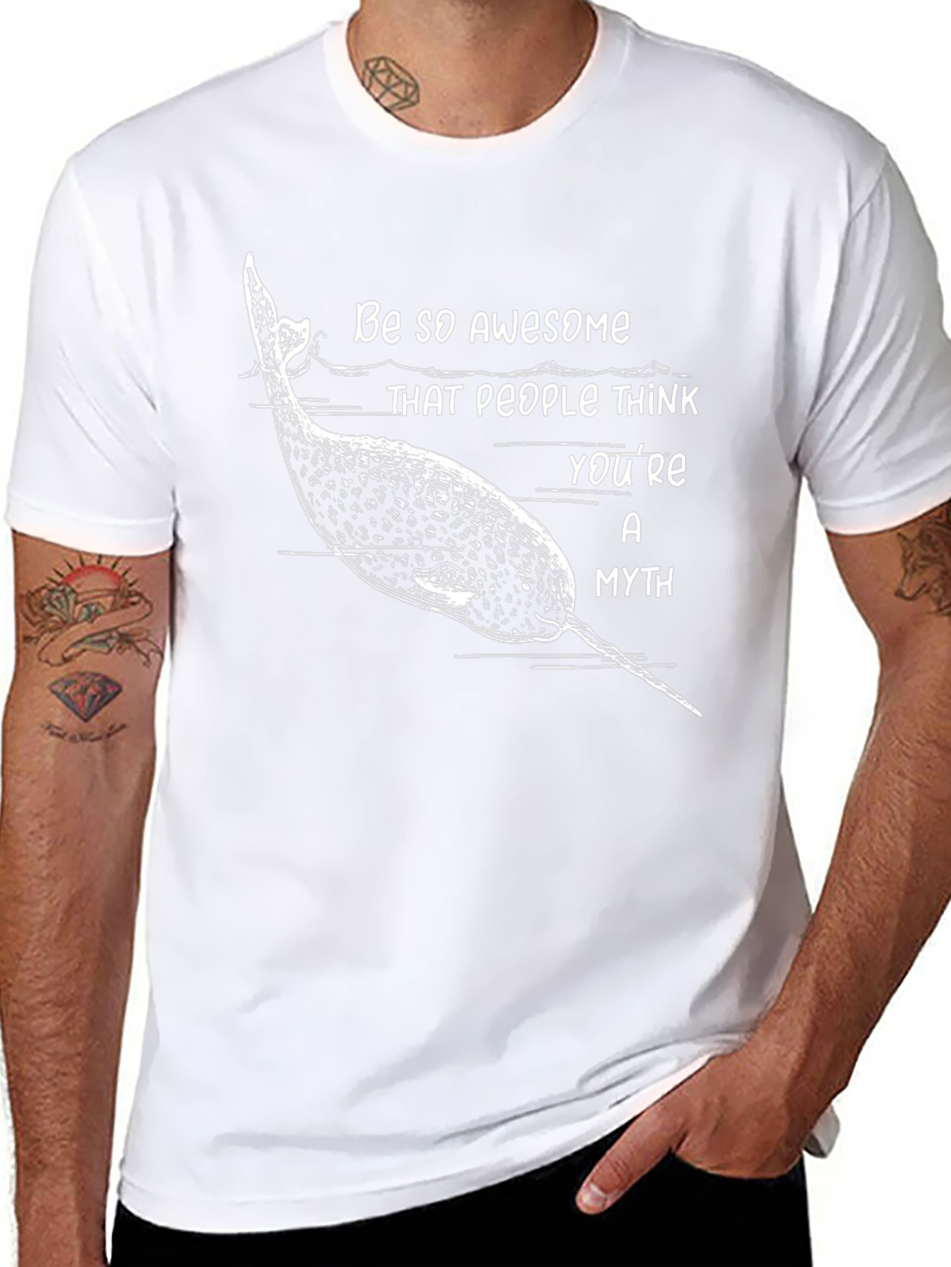 Awesome Narwhal Myth T-Shirt - Black