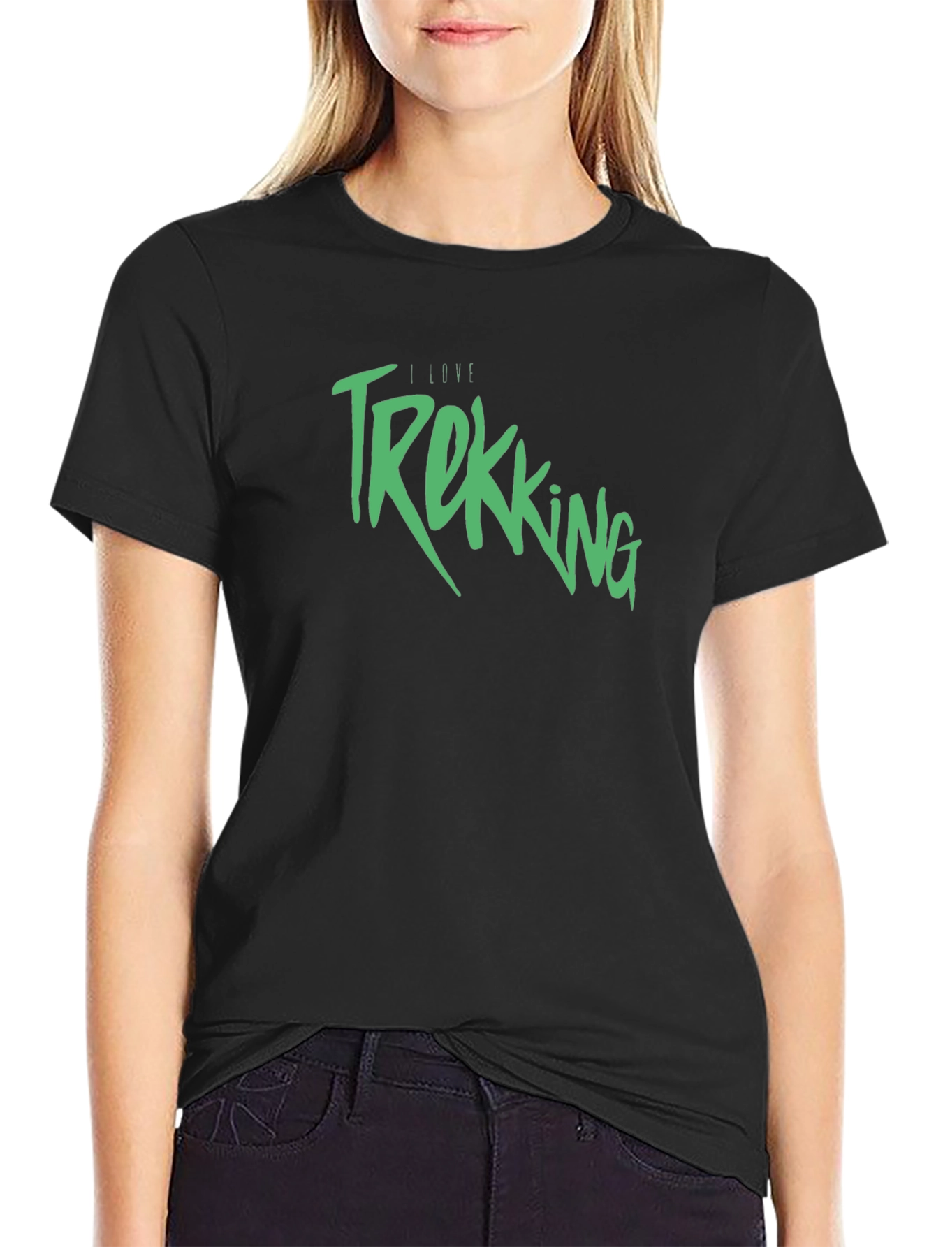 I Love Trekking Black T-Shirt - Outdoor Adventure
