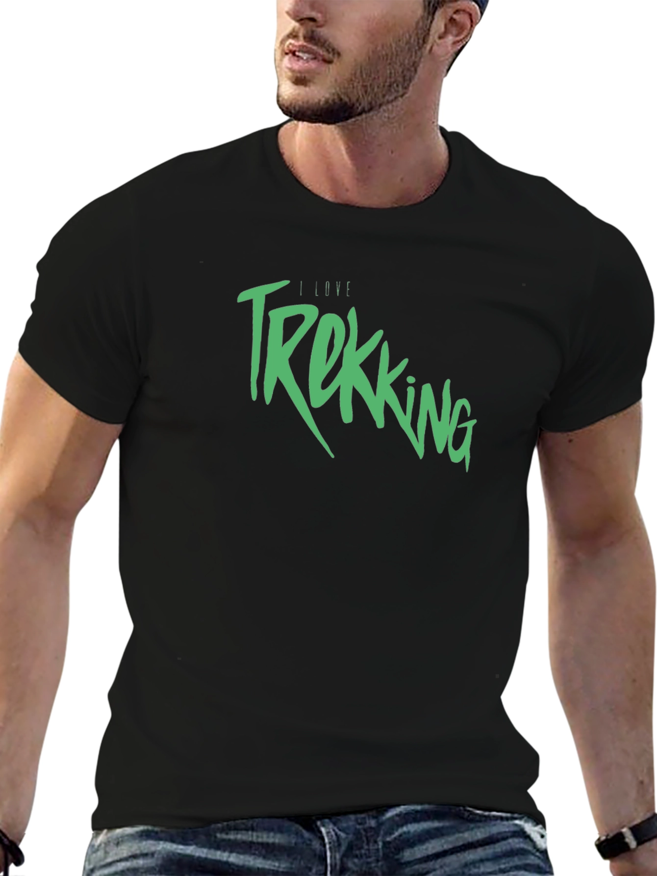 I Love Trekking Black T-Shirt - Outdoor Adventure