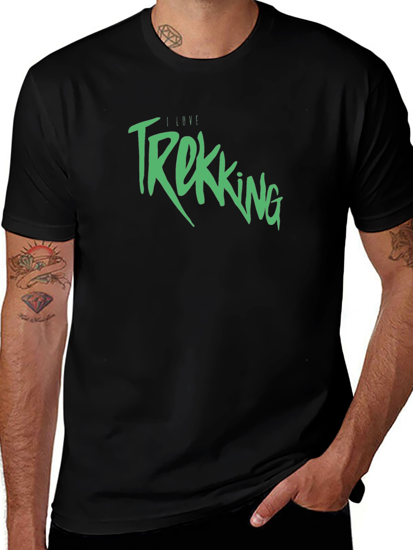 I Love Trekking Black T-Shirt - Outdoor Adventure