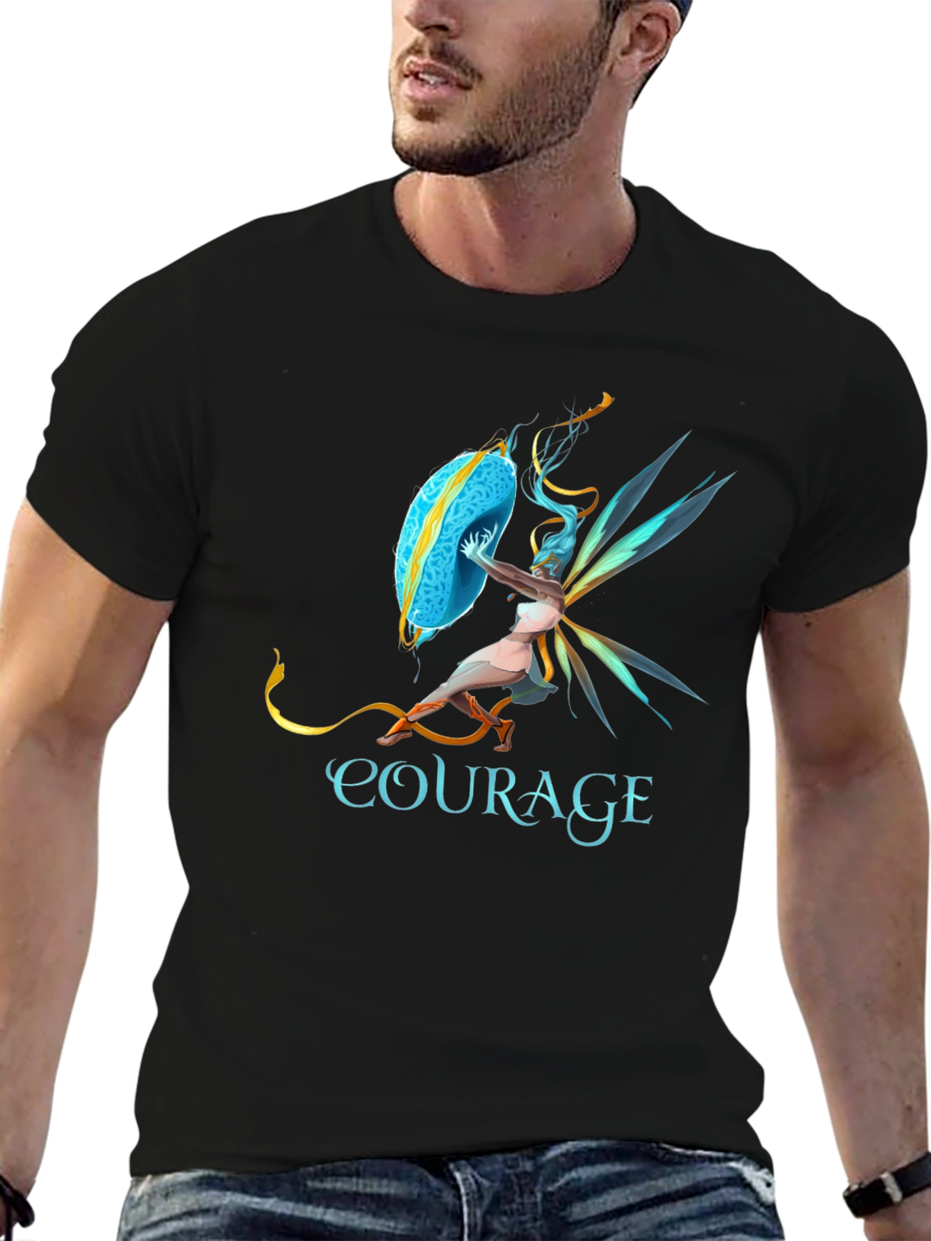 Courage Fairy Shield Graphic Tee - Black