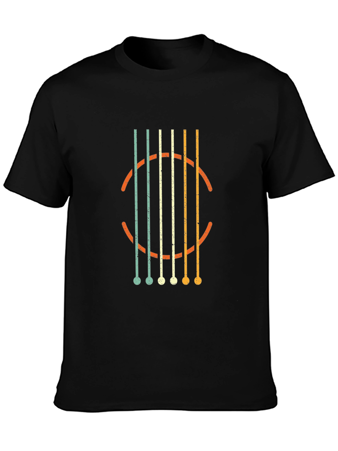 Retro Guitar String Graphic Black T-Shirt