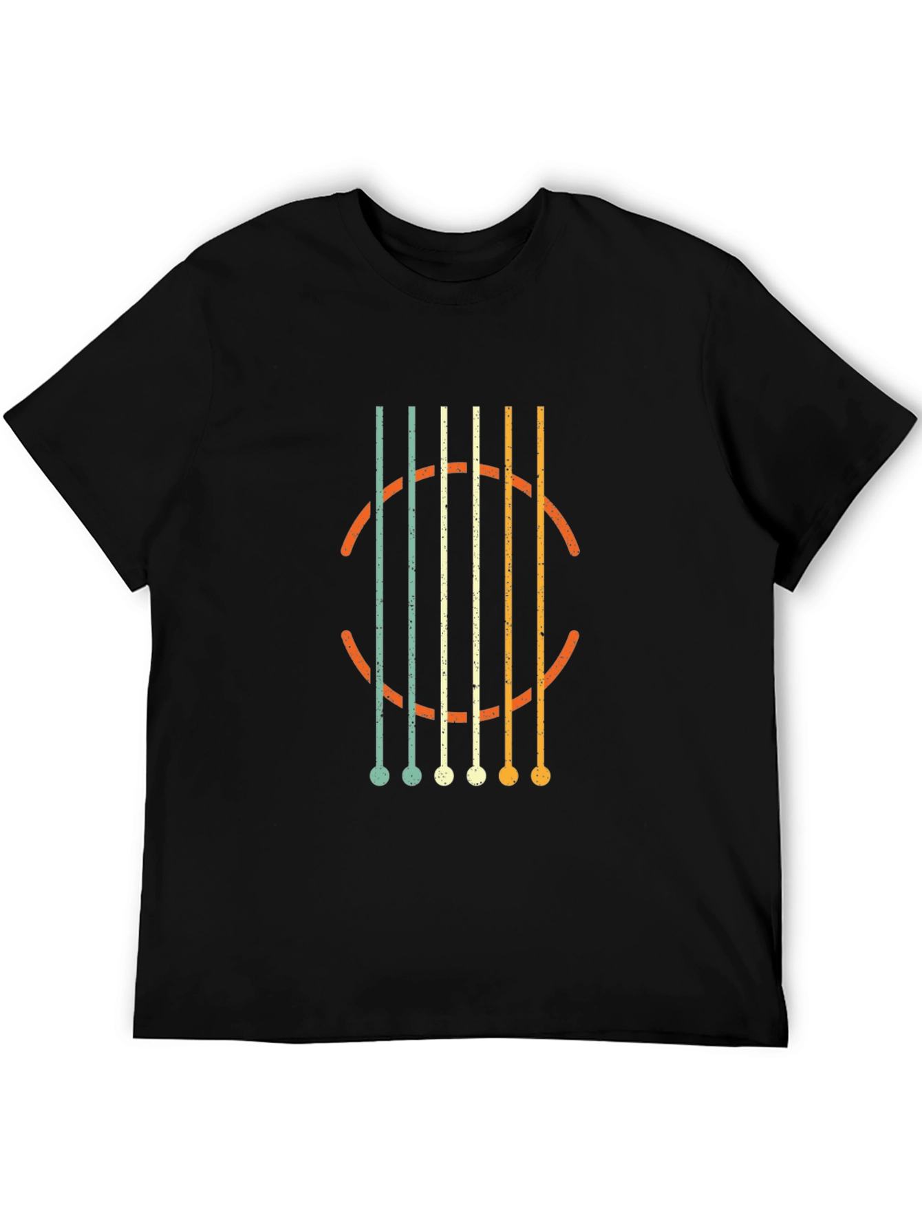 Retro Guitar String Graphic Black T-Shirt
