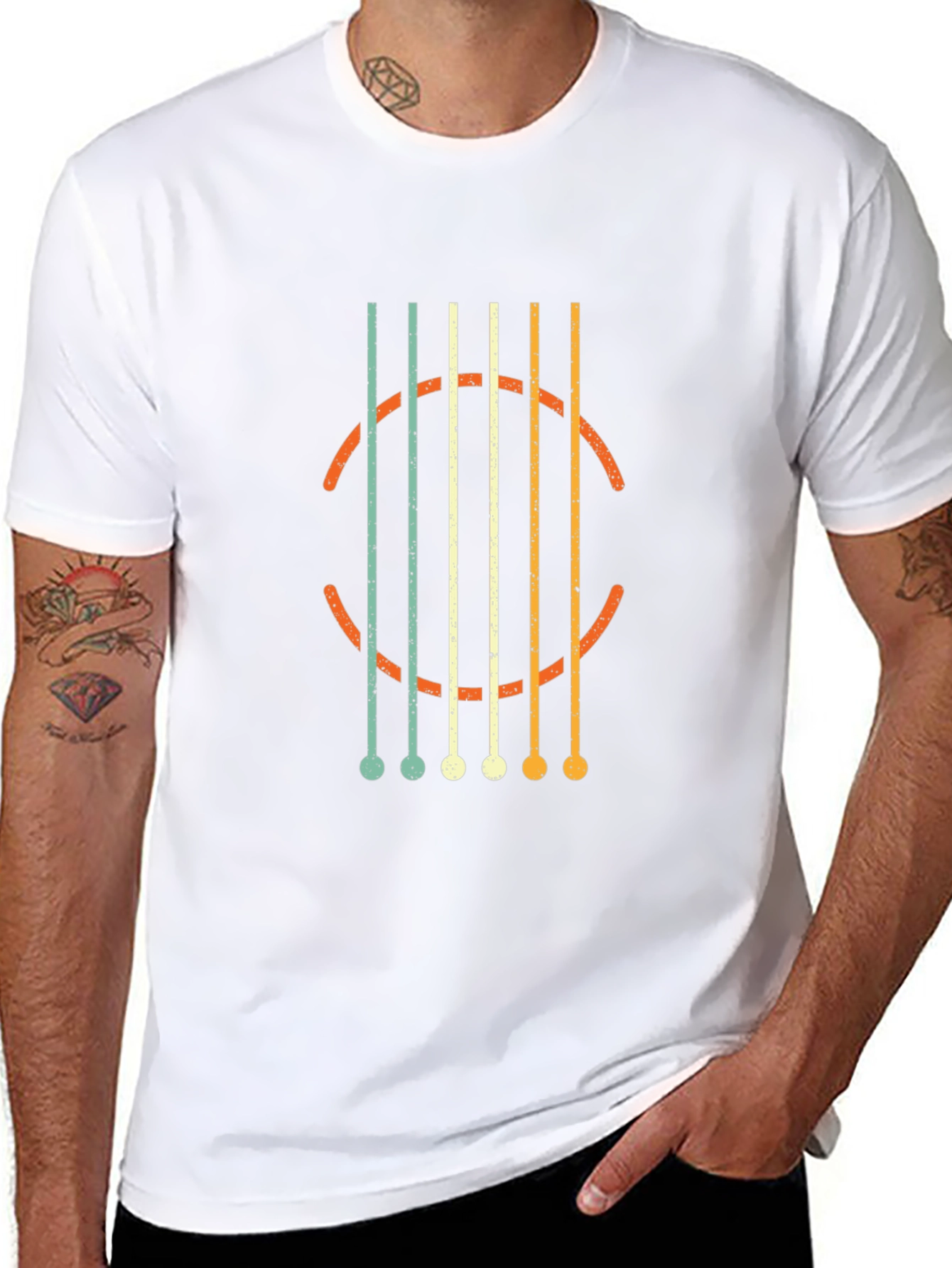 Retro Guitar String Graphic Black T-Shirt