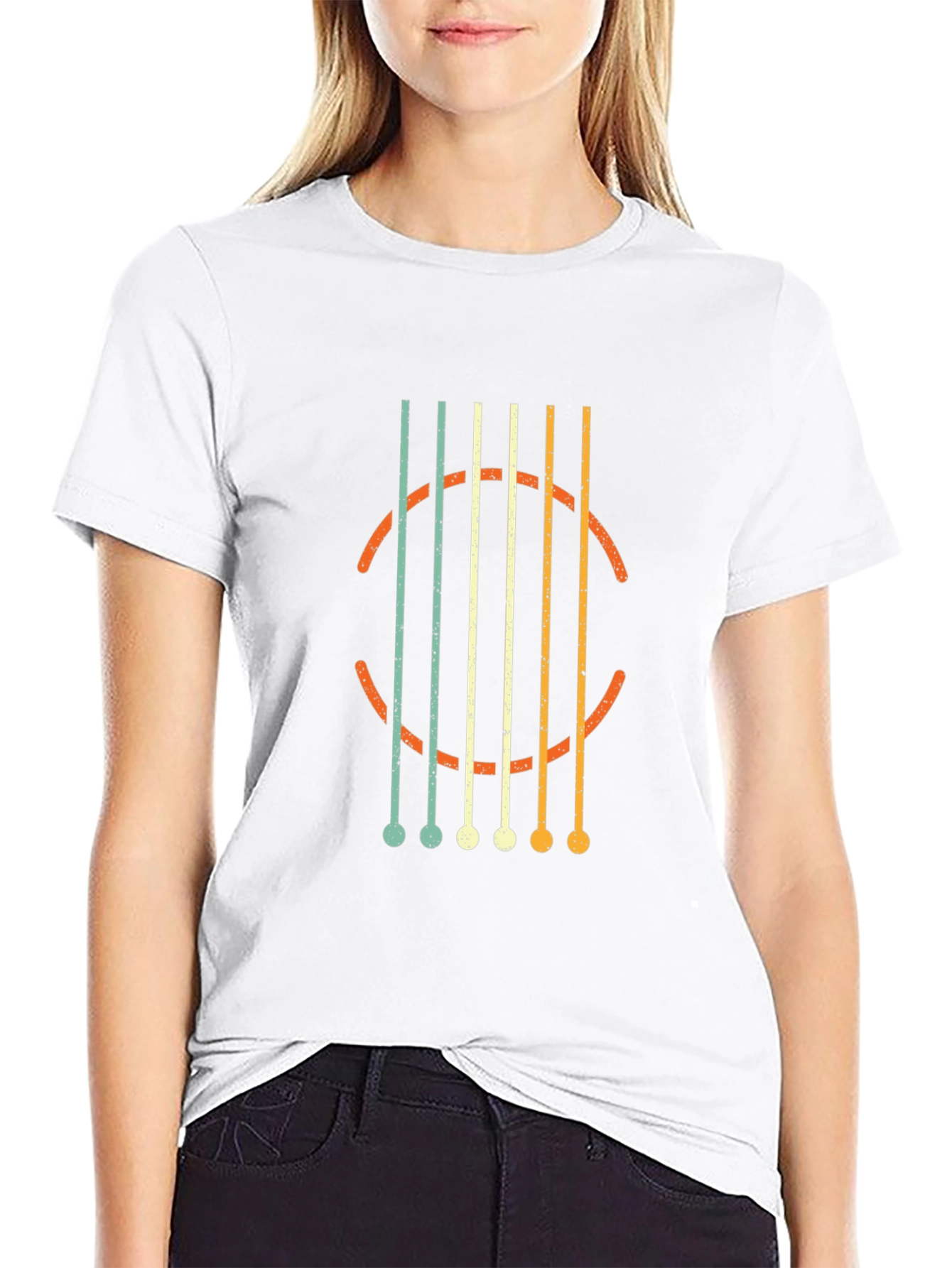 Retro Guitar String Graphic Black T-Shirt