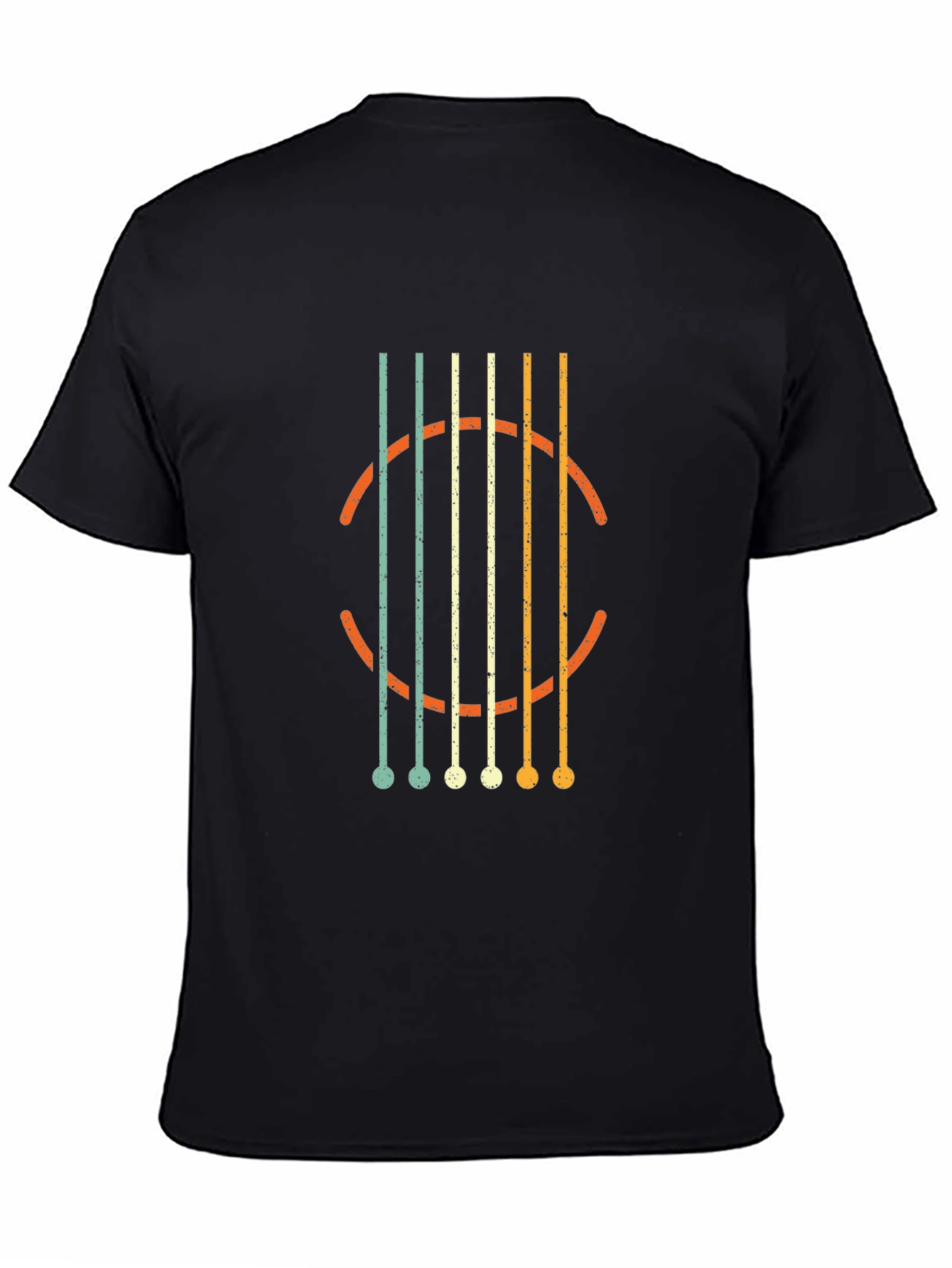 Retro Guitar String Graphic Black T-Shirt
