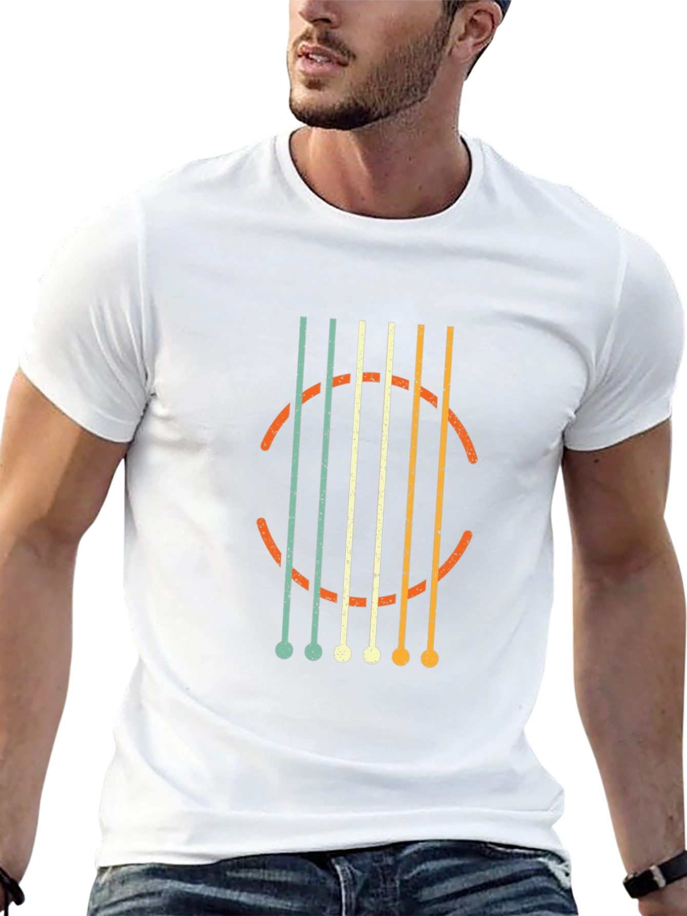 Retro Guitar String Graphic Black T-Shirt