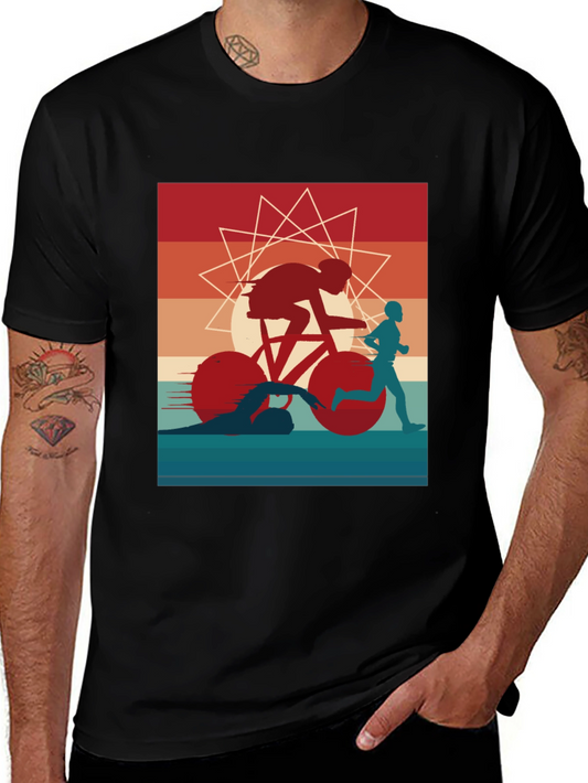 Triathlon Graphic Tee - Sporty Athlete Design