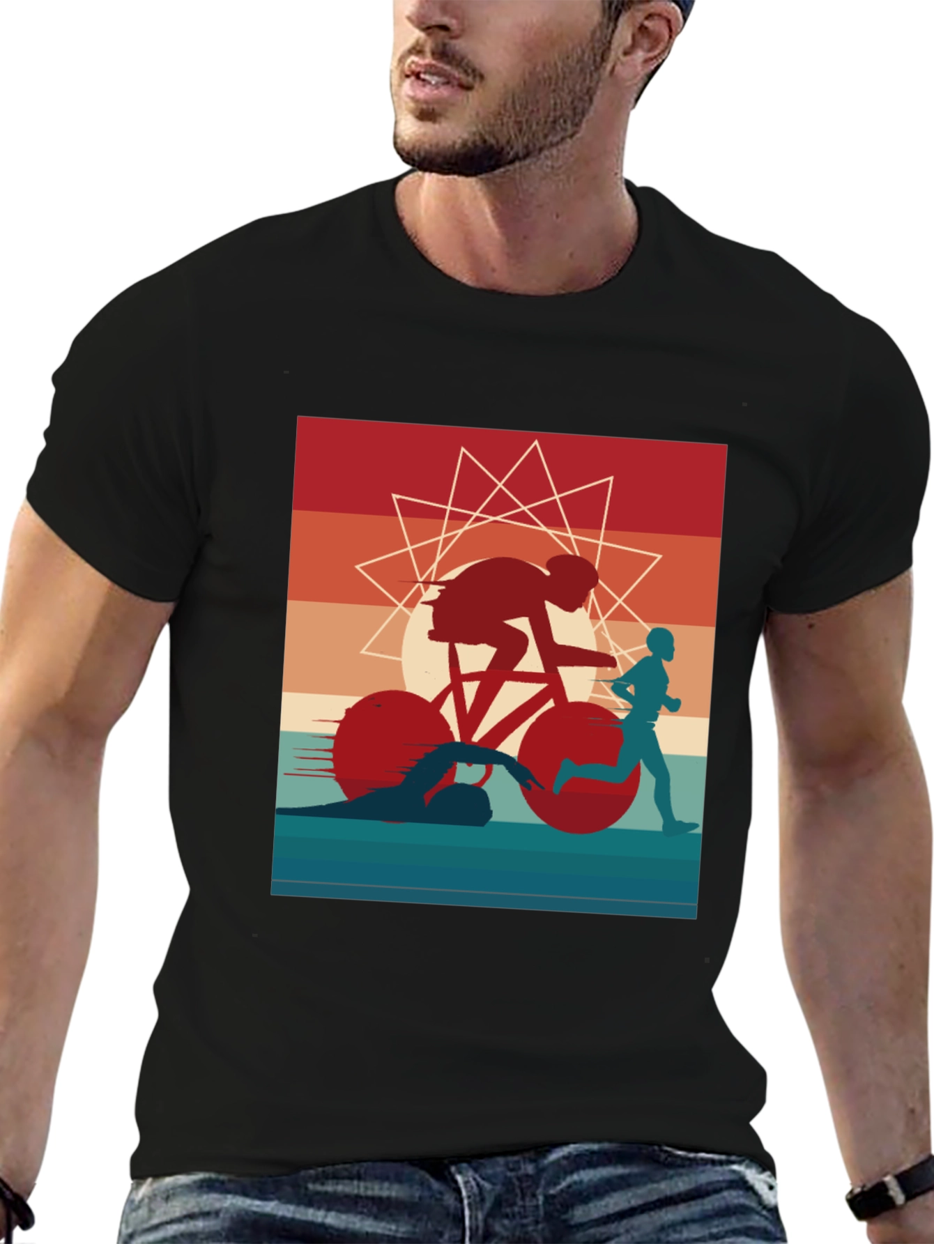 Triathlon Graphic Tee - Sporty Athlete Design