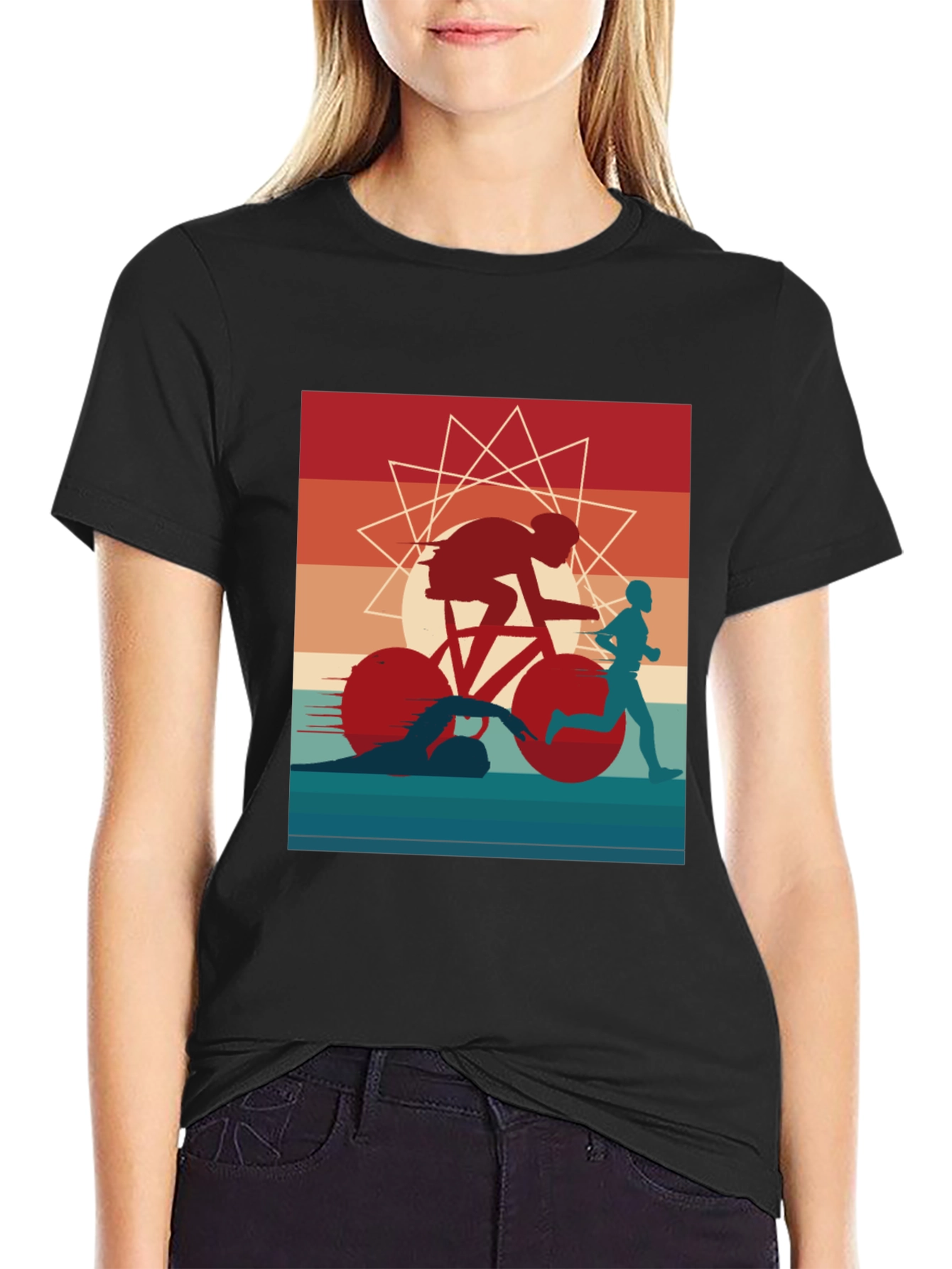Triathlon Graphic Tee - Sporty Athlete Design