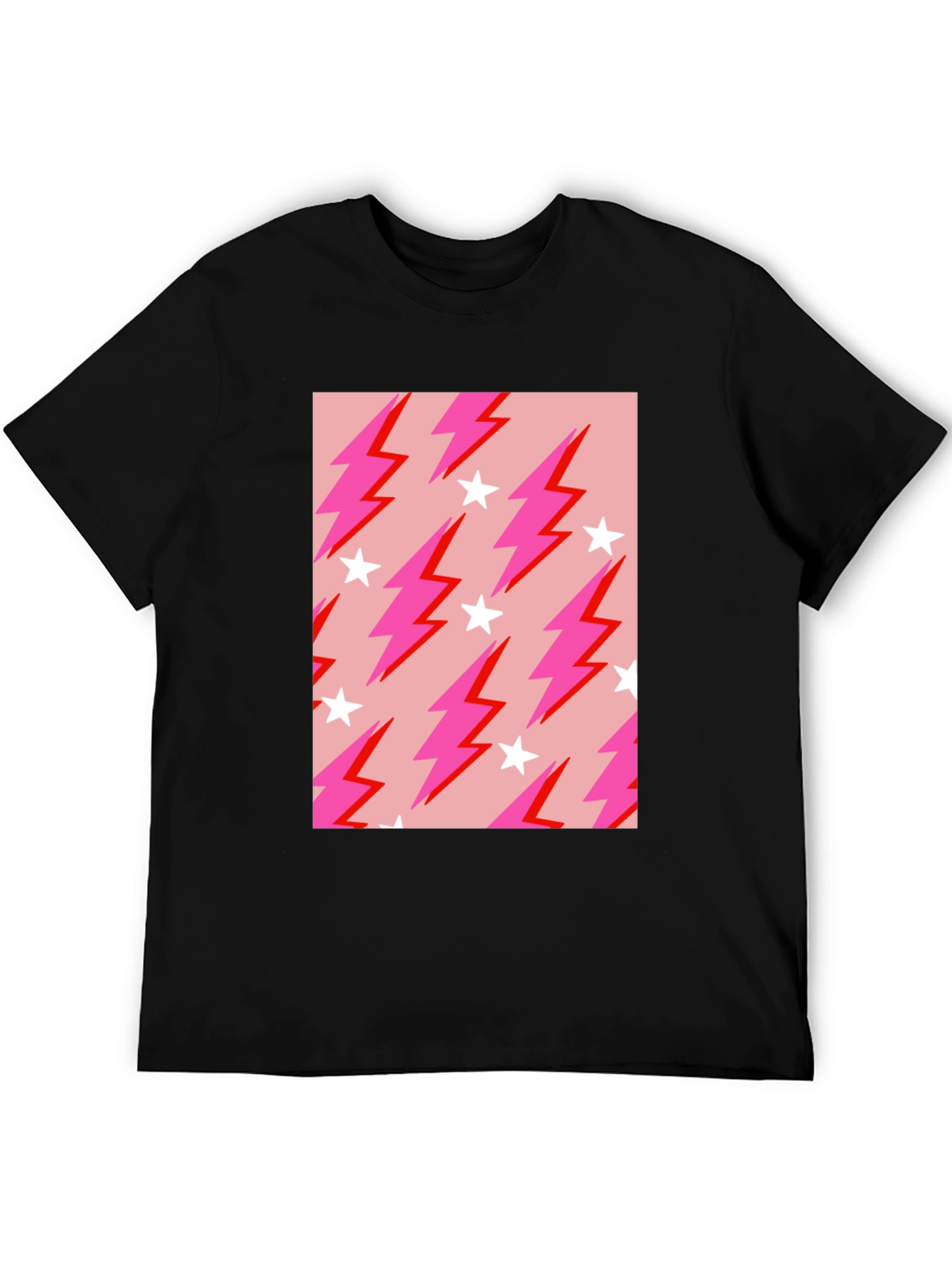 Lightning Bolt Star Graphic Tee - Trendy Casual Style