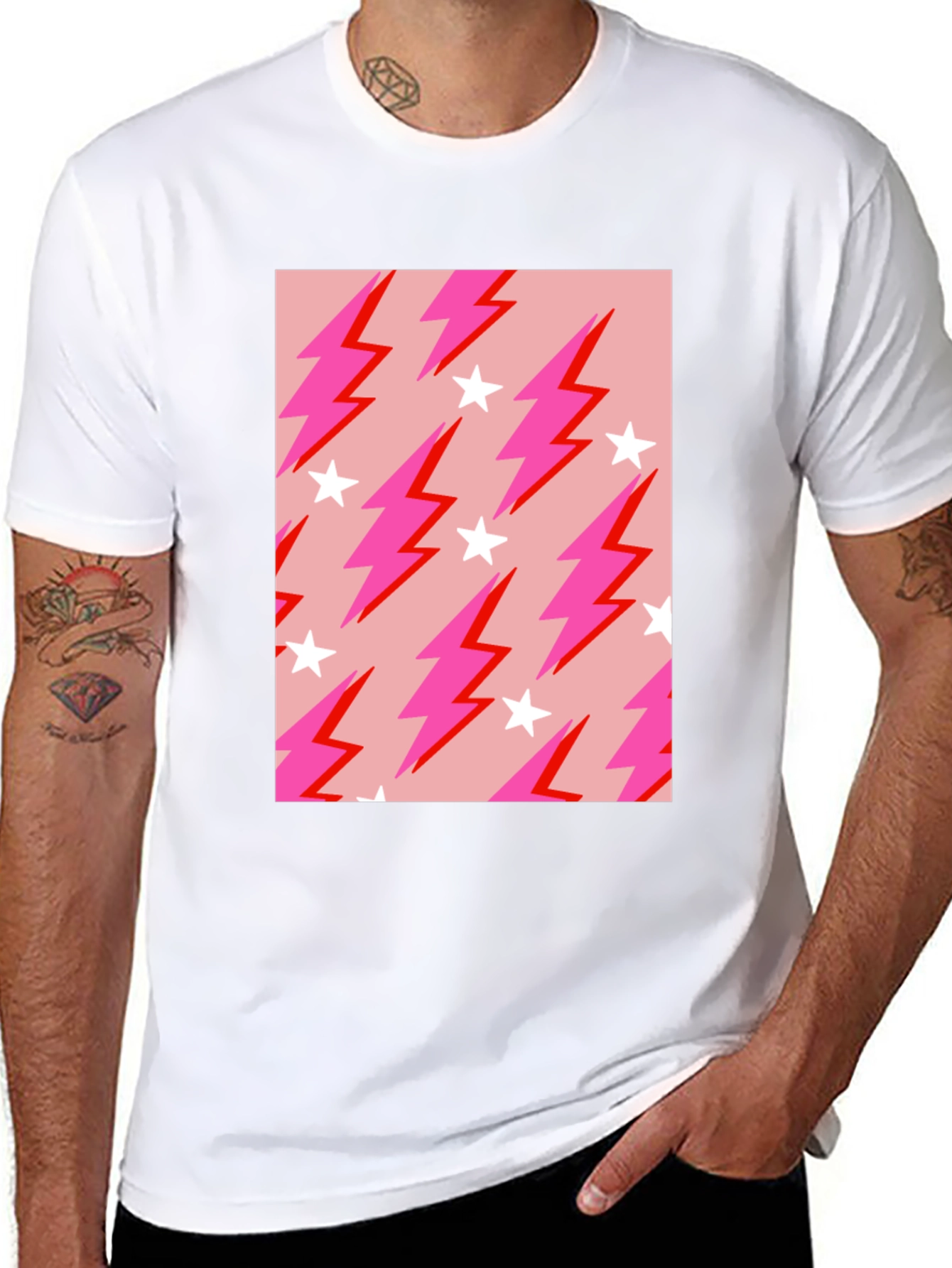 Lightning Bolt Star Graphic Tee - Trendy Casual Style